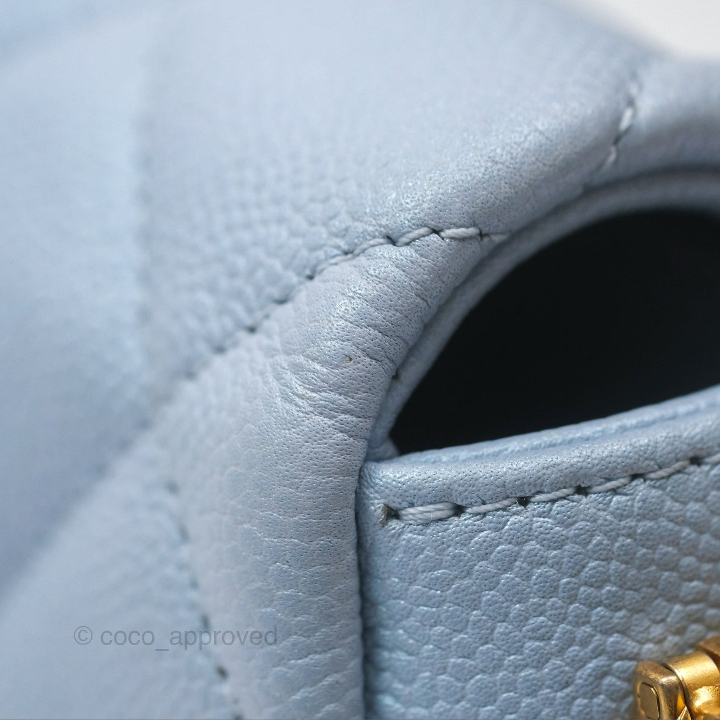Chanel Quilted My Perfect Mini Iridescent Blue Caviar Aged Gold Hardware