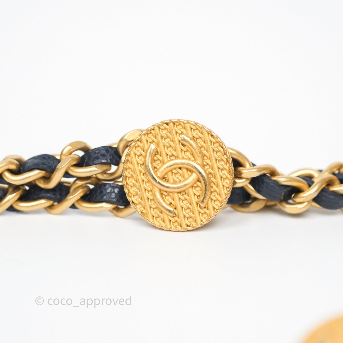 Chanel Twist Your Button Coin Purse With Chain Navy Shiny Caviar