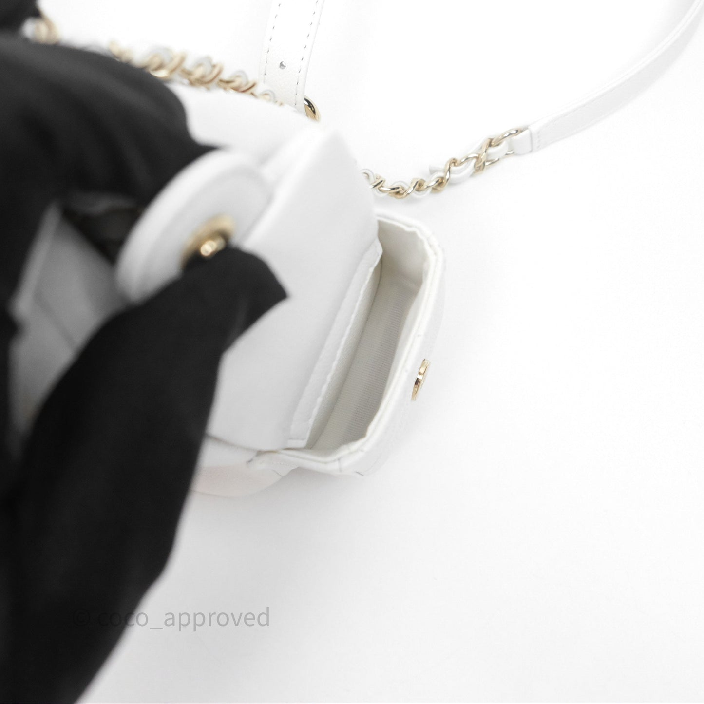Chanel Small Duma Backpack White Caviar Gold Hardware