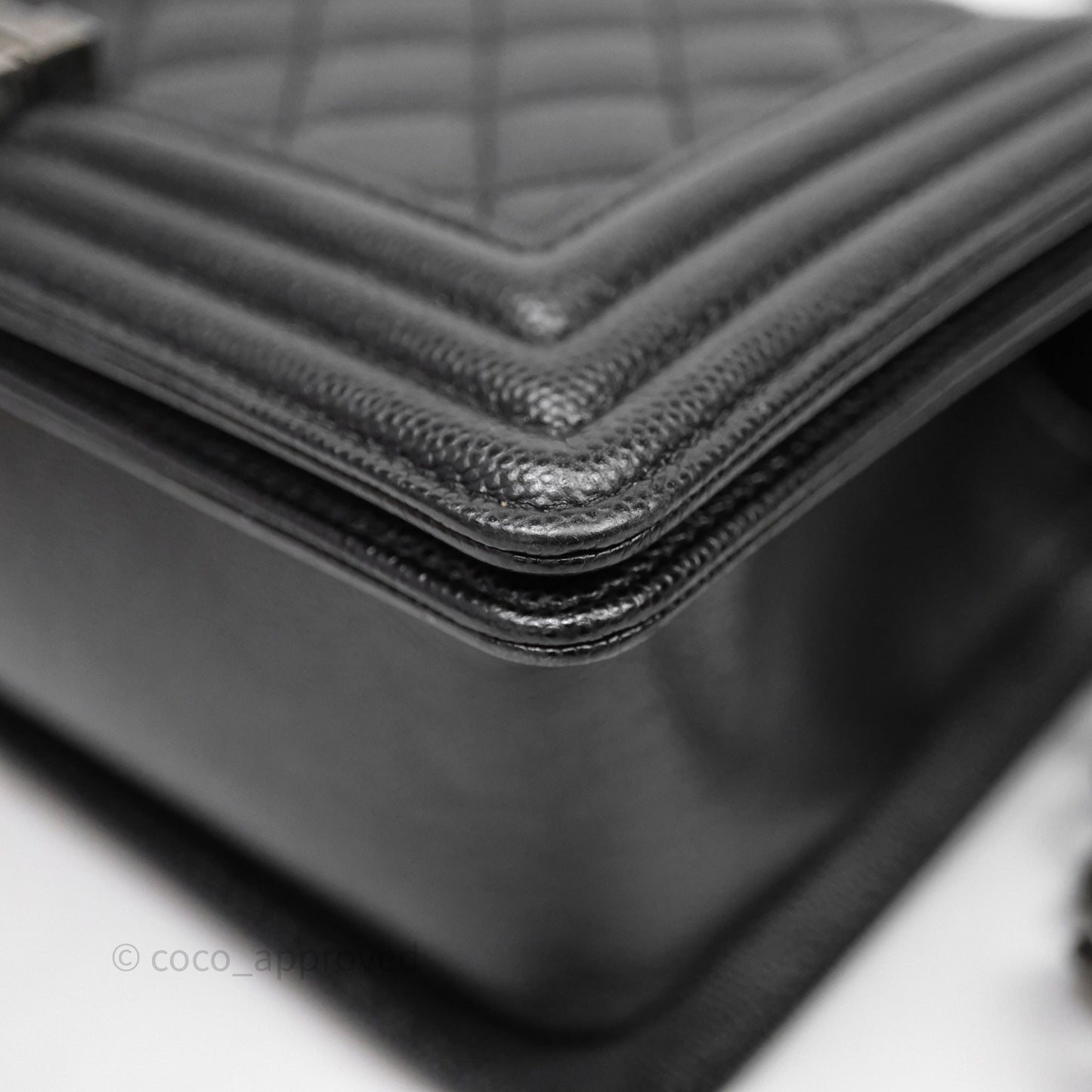Chanel Quilted Medium Boy Black Caviar Ruthenium Hardware