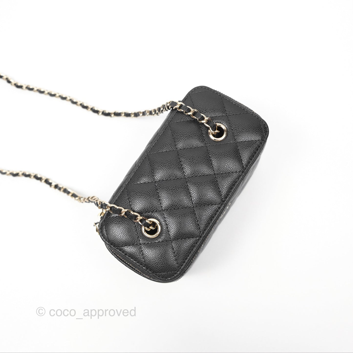 Chanel Vanity Rectangular With Chain Black Caviar Gold Hardware