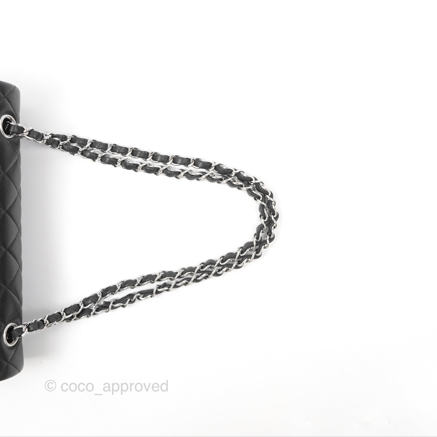 Chanel Classic M/L Medium Flap Quilted Black Lambskin Silver Hardware