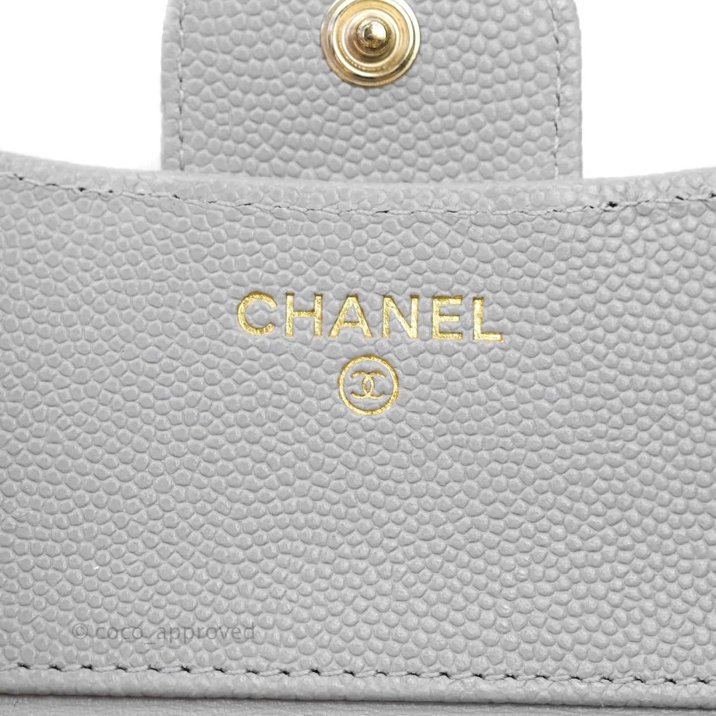Chanel Quilted Classic Compact Wallet Grey Caviar Gold Hardware 21A