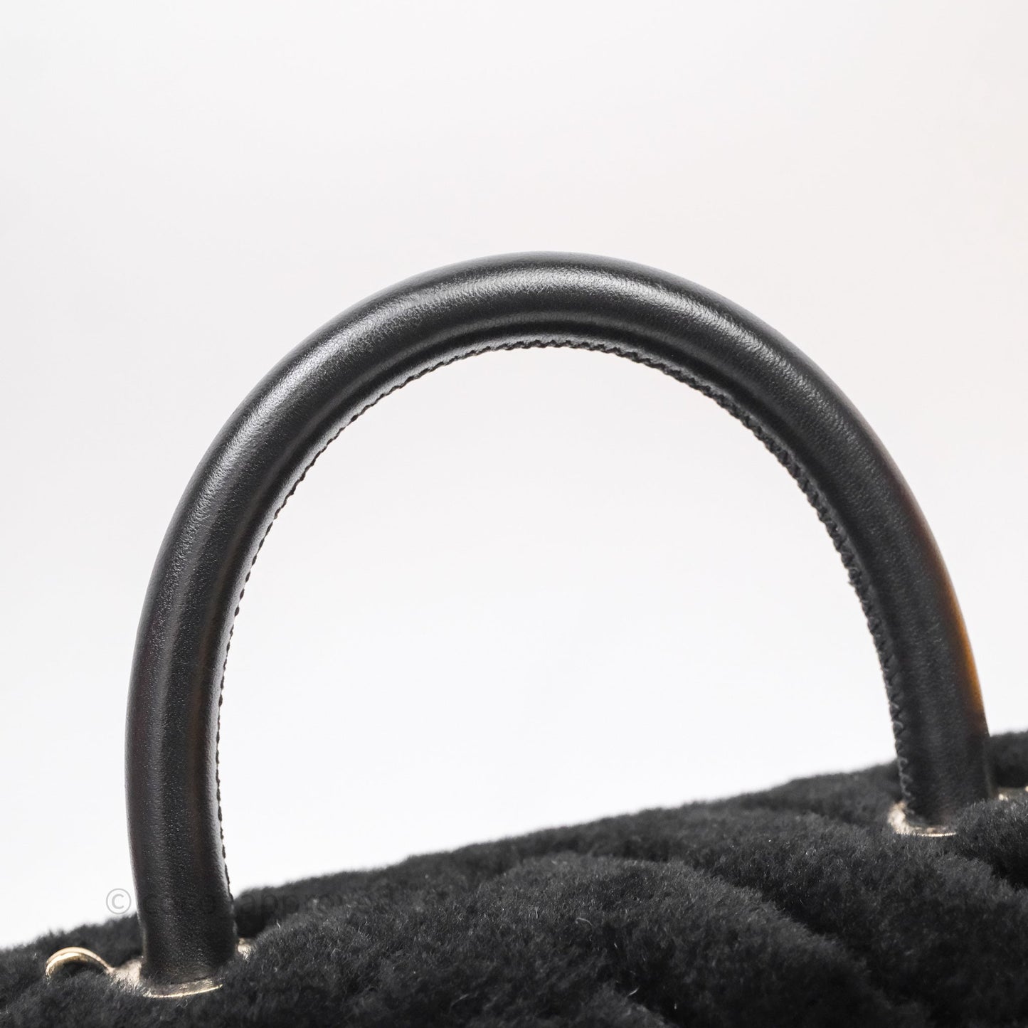 Chanel Small Coco Handle Shearling Black Gold Hardware