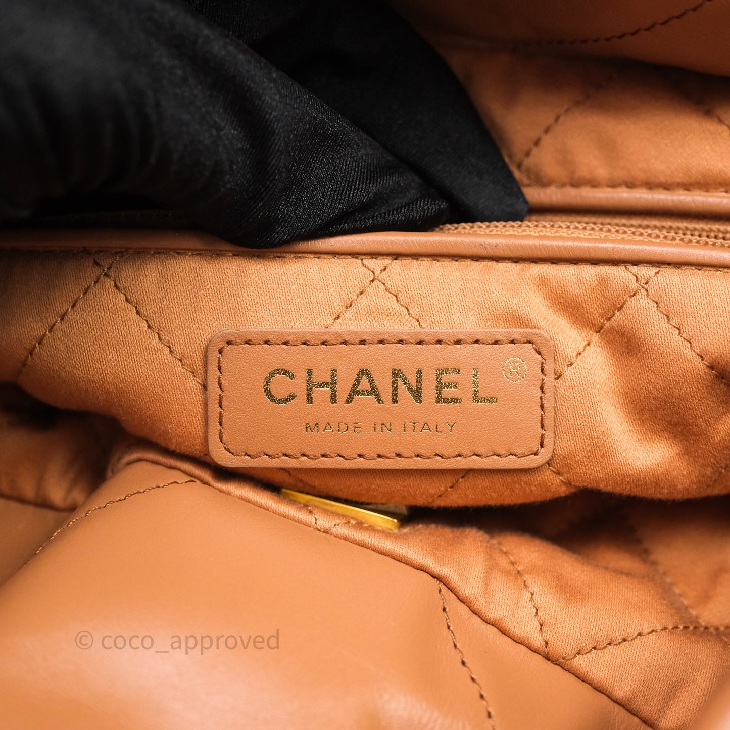 Chanel 22 Small Caramel Beige Shiny Calfskin Aged Gold Hardware