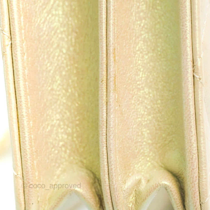 Chanel Quilted Mini Wallet on Chain WOC Iridescent Ivory Gold Hardware 20B