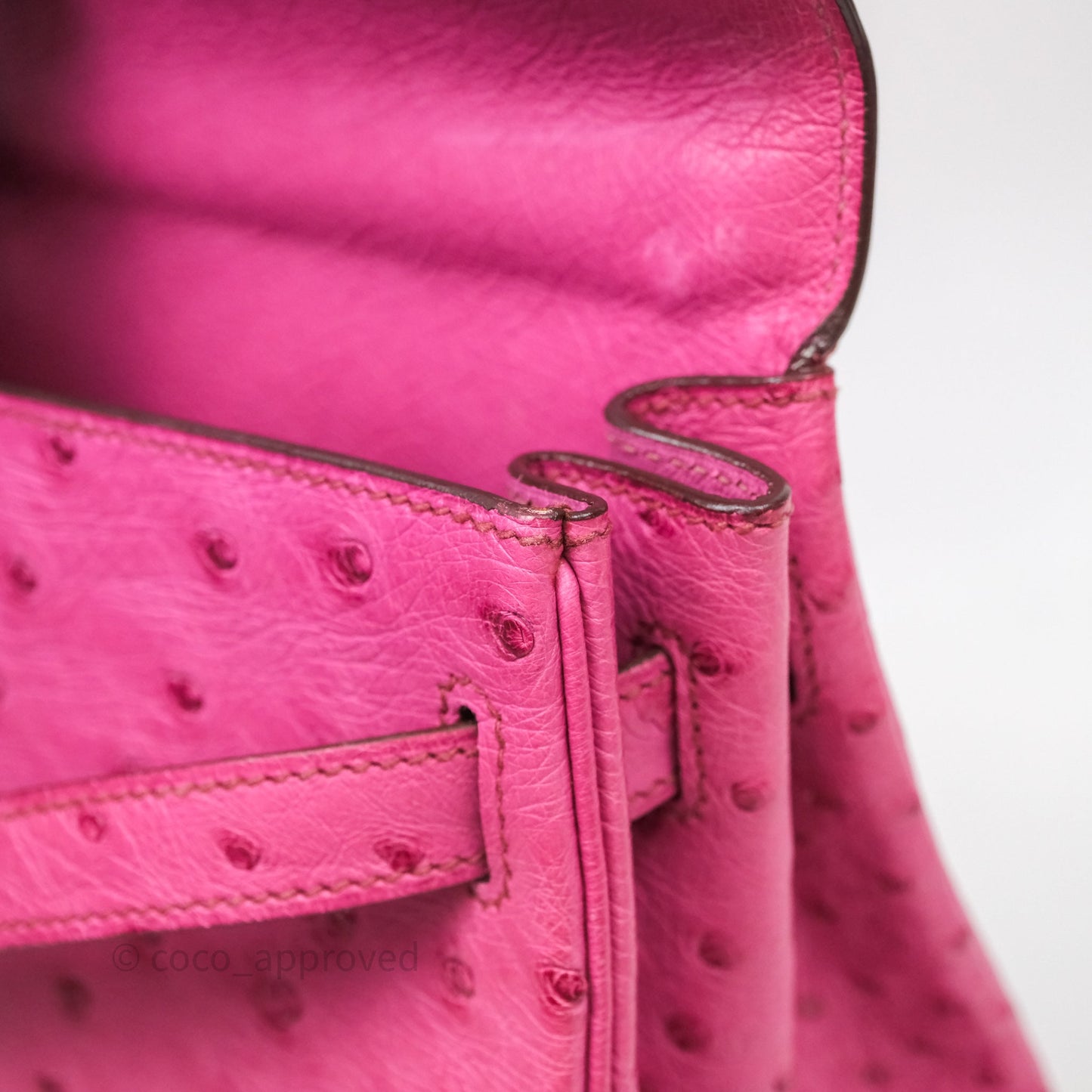 Hermes Kelly 32 Fuchsia Ostrich Palladium Hardware