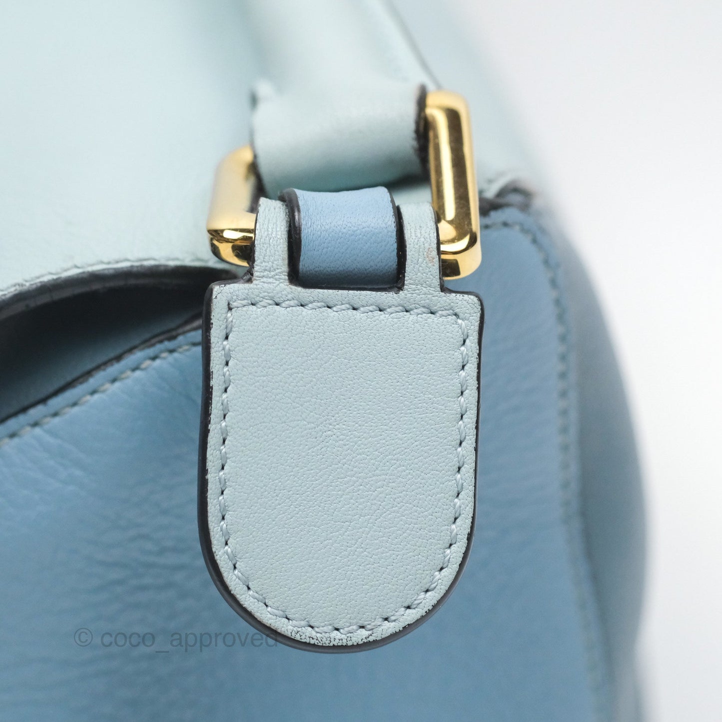 Loewe Small Puzzle Bag Blue Grained Calfskin Gold Hardware
