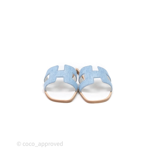 Hermes Oran Sandal Bleu Clair Size 36