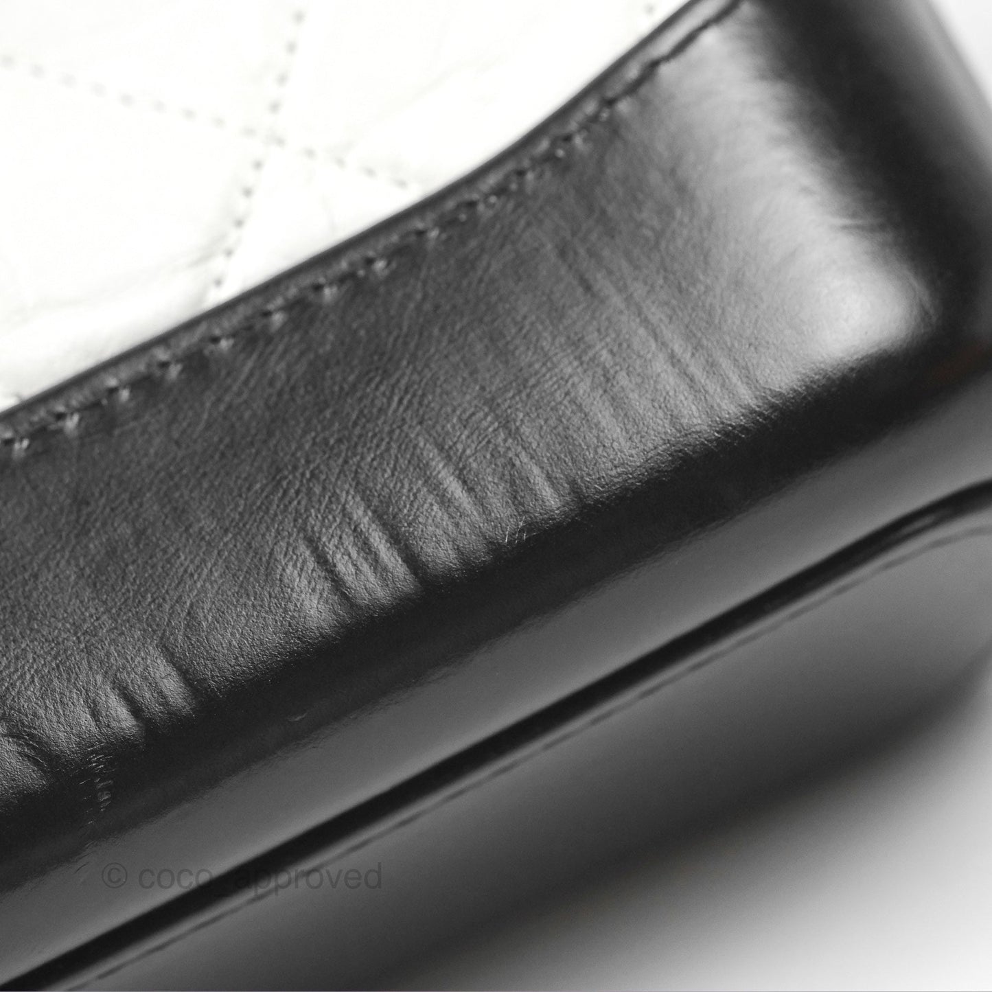 Chanel Small Gabrielle Hobo Quilted Black White Aged Calfskin