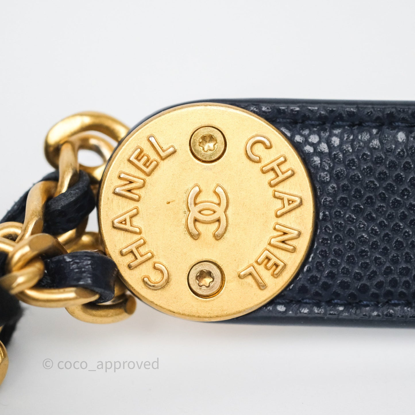 Chanel Twist Your Button Coin Purse With Chain Navy Shiny Caviar