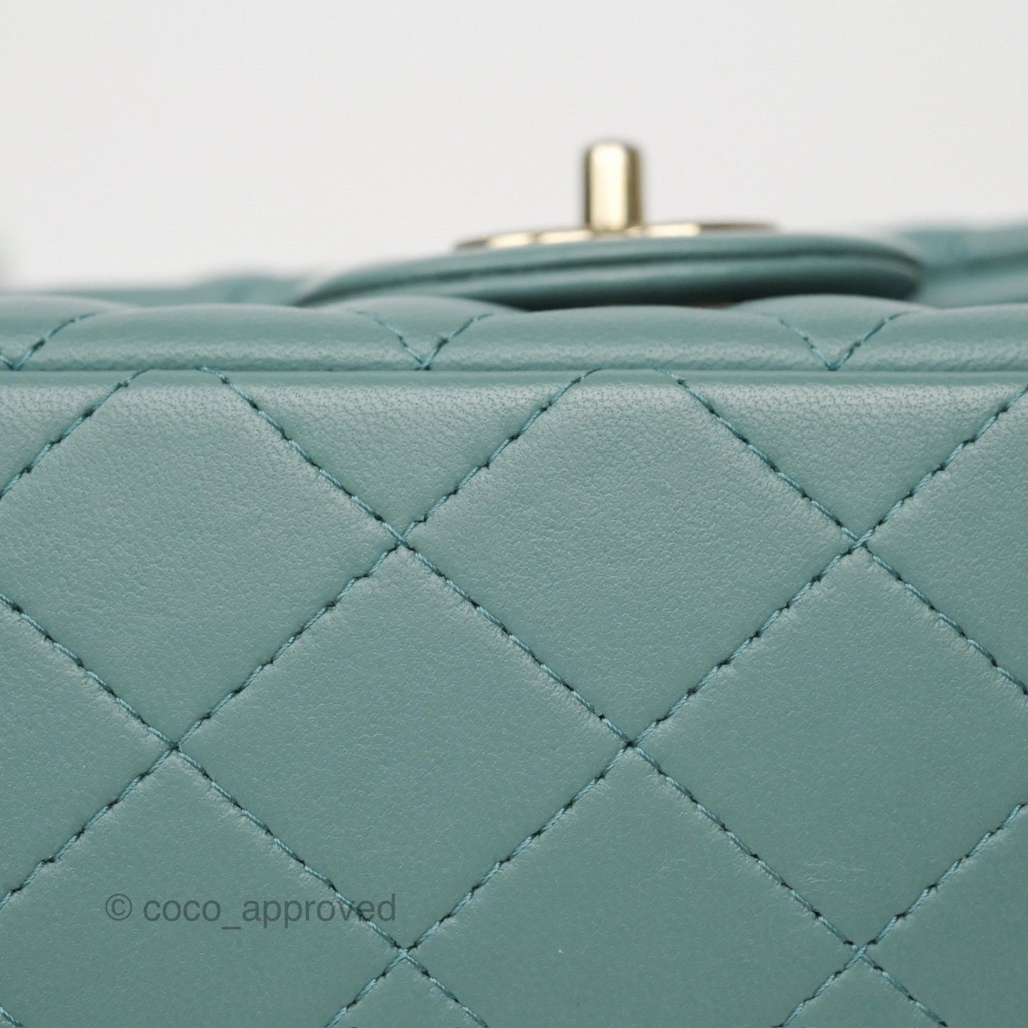 Chanel Quilted Mini Rectangular Flap Turquoise Blue Lambskin Gold Hardware