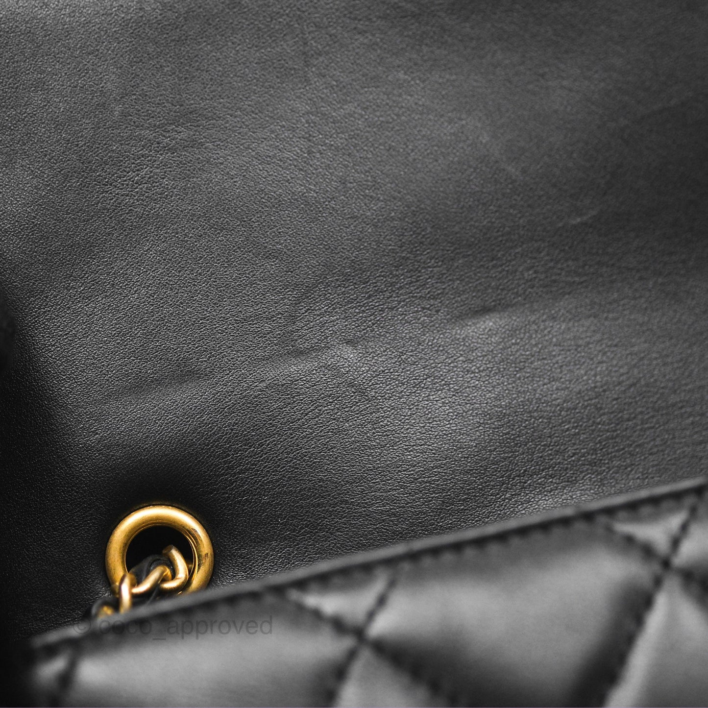 Chanel Mini Flap Bag With Heart CC Charm Black Lambskin Aged Gold Hardware