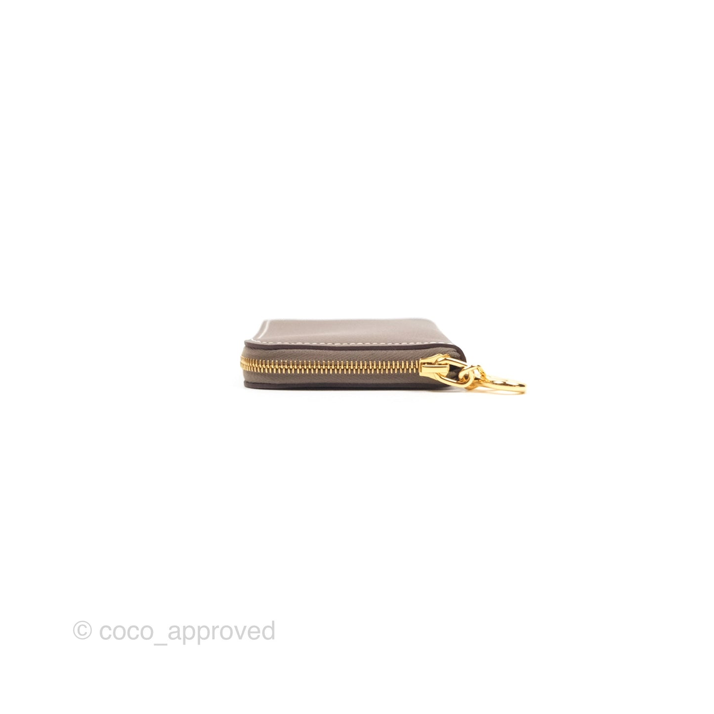 Hermès Zipengo Chaine d'Ancre Compact Card Holder Etoupe 18 Evercolor Gold Hardware