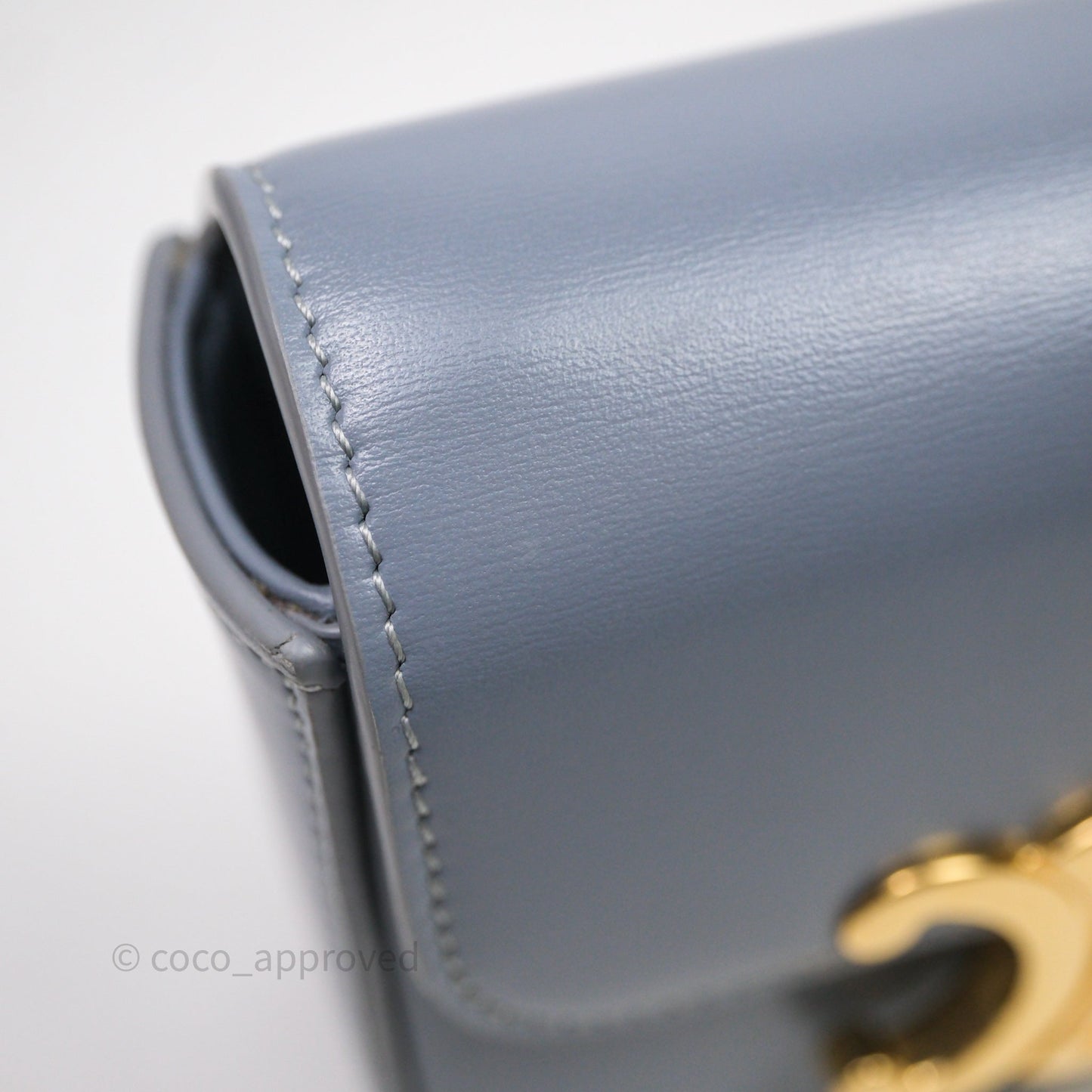 Celine Mini Triomphe Shiny Calfskin Blue Grey