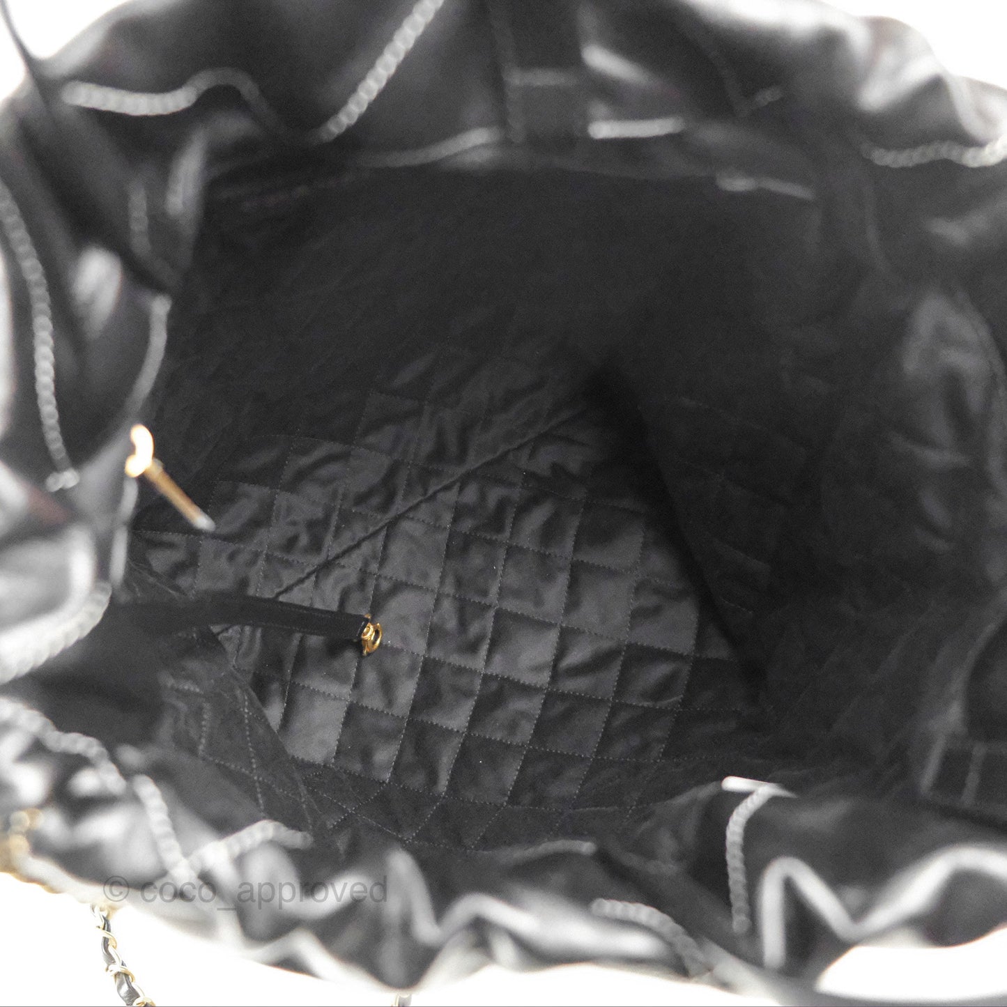 Chanel 22 Medium Shiny Calfskin Quilted Backpack Black