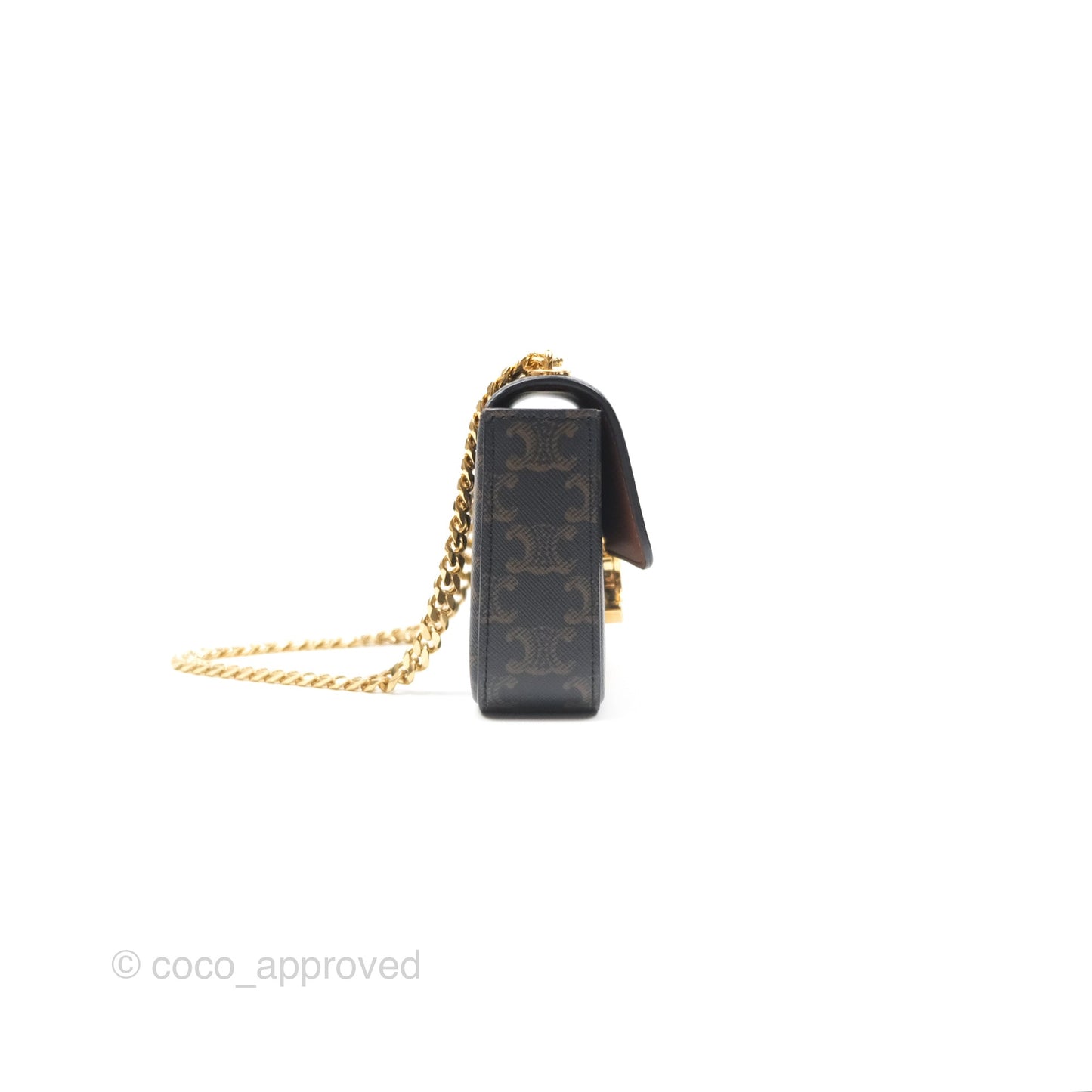 Celine Chain Shoulder Bag Claude in Triomphe Canvas Tan