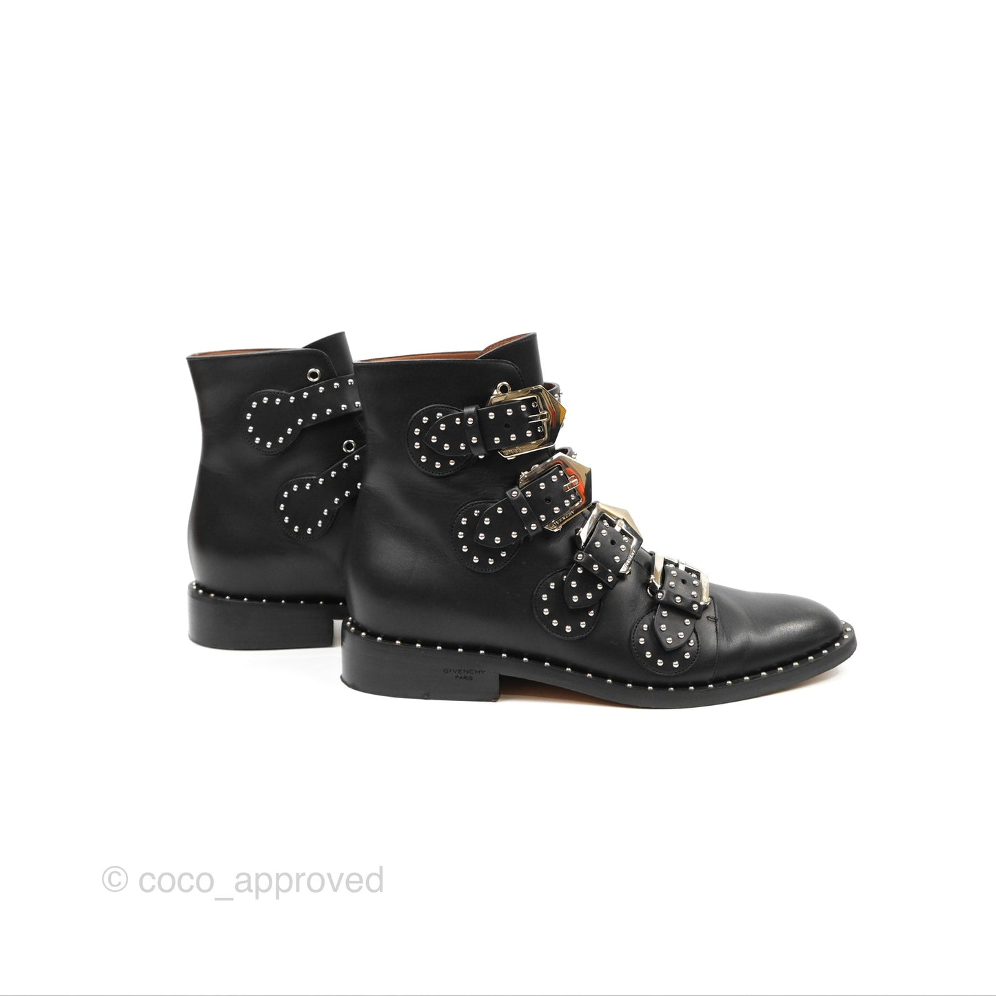 Givenchy Studded Buckle Ankle Boots Black Size 37
