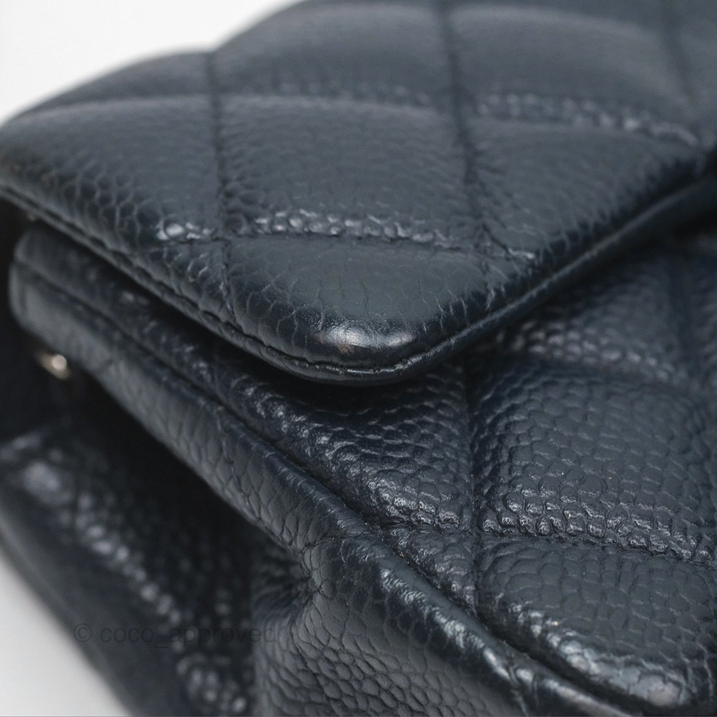 Chanel Quilted Extra Mini Rectangular Flap Dark Navy Caviar Silver Hardware