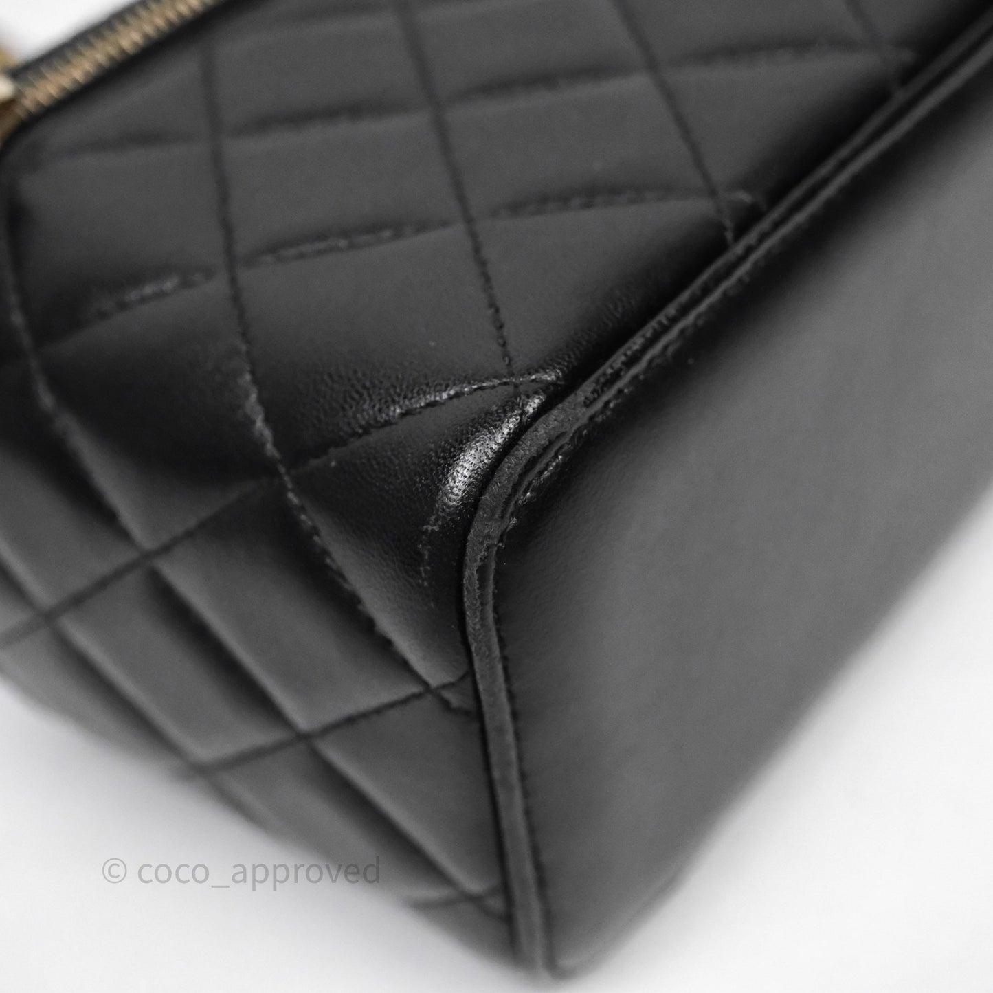 Chanel Vanity Rectangular Top Handle Black Lambskin Gold Hardware