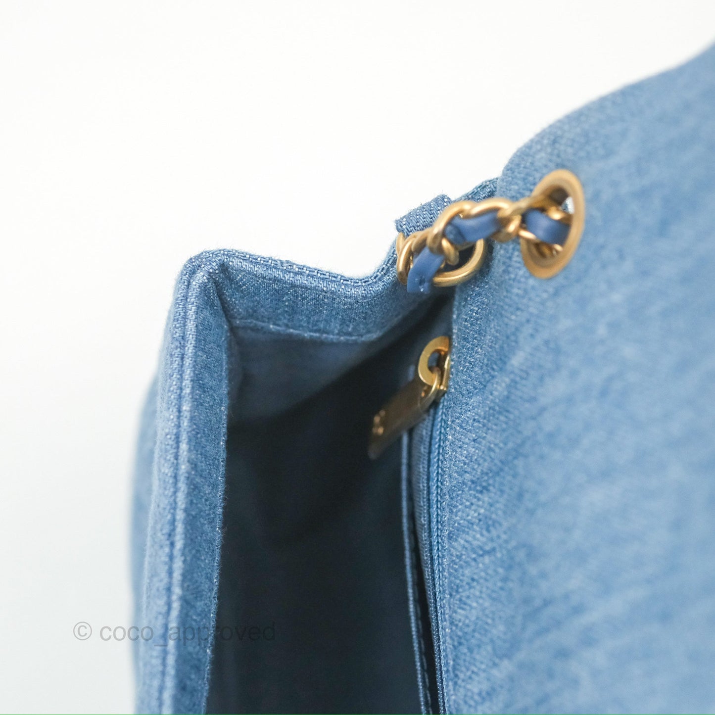 Chanel Mini Rectangular Pearl Crush Quilted Denim Aged Gold Hardware 22C