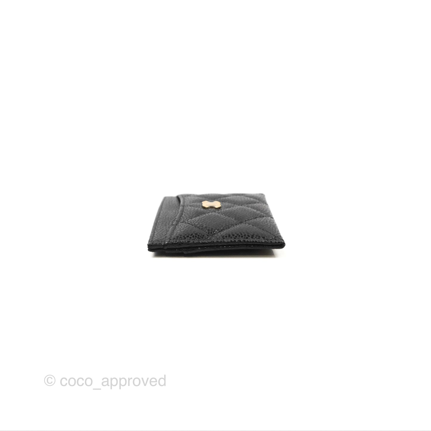 Chanel Classic Flat Card Holder Black Caviar Gold Hardware