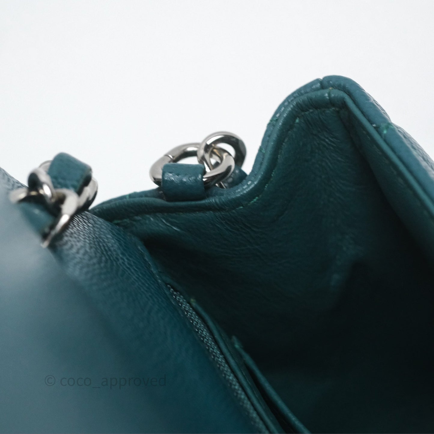 Chanel Quilted Mini Rectangular Green Caviar Silver Hardware