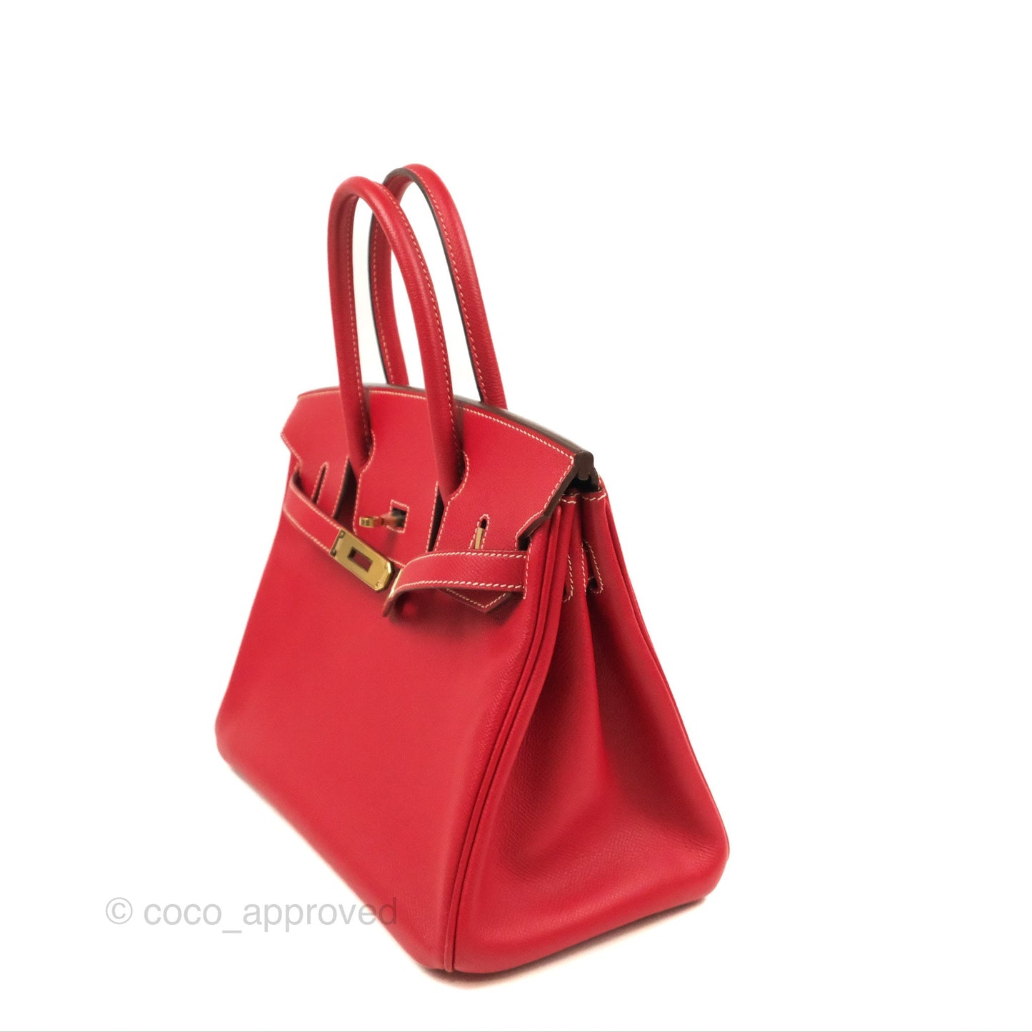 Hermès Candy Birkin 30 Rouge Casque/Blue Thalassa Epsom Permabrass Hardware
