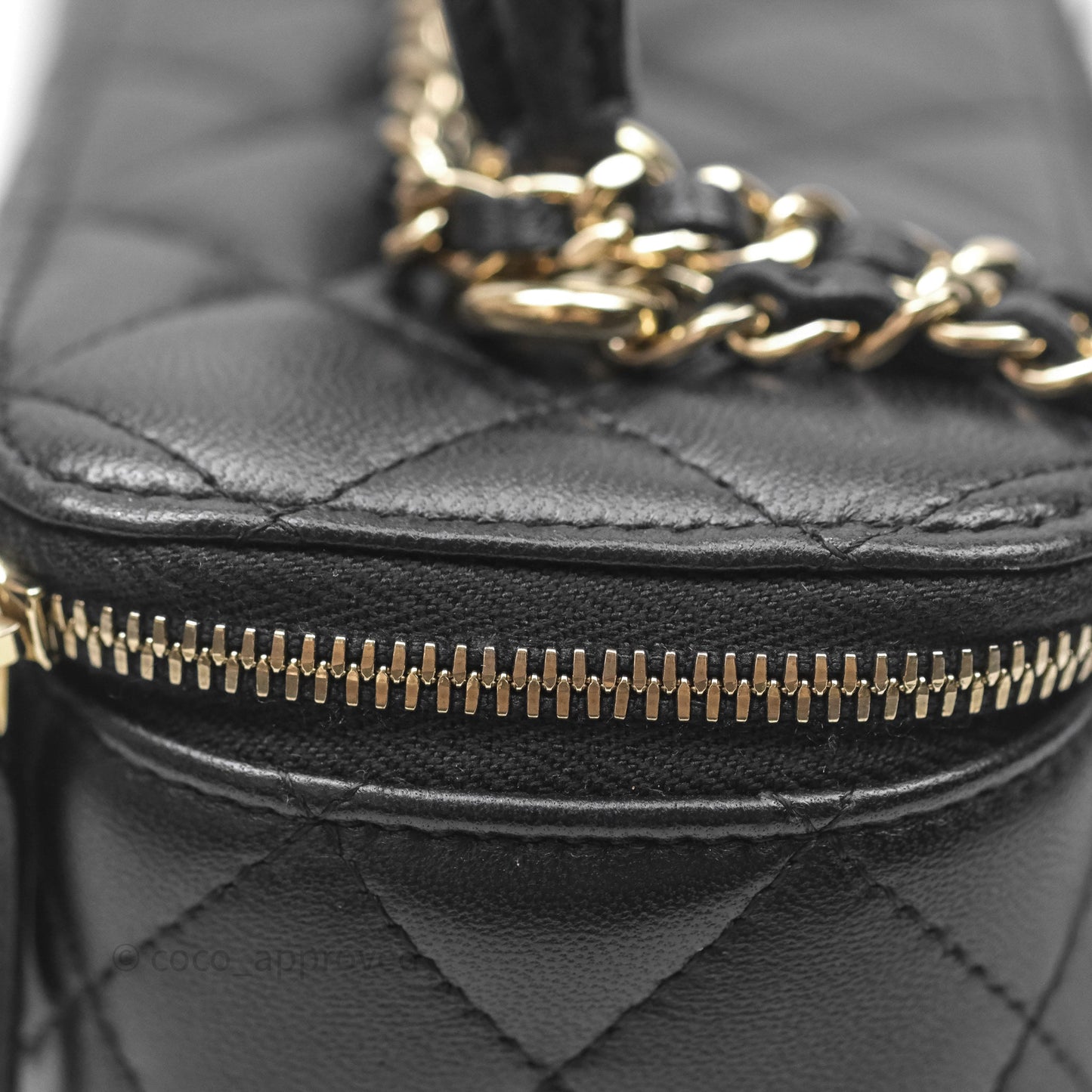 Chanel Vanity Rectangular Top Handle Black Lambskin Gold Hardware