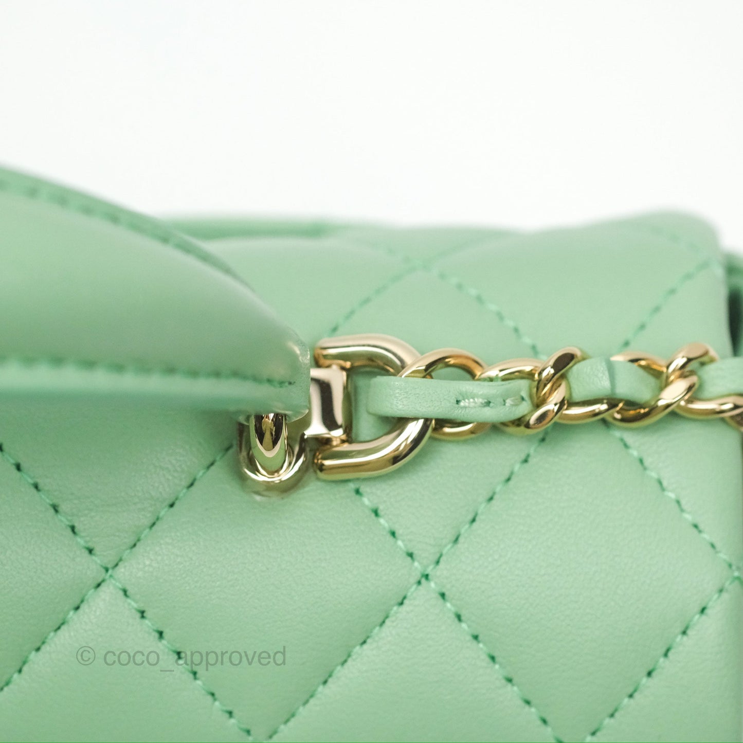 Chanel Top Handle Mini Rectangular Flap Bag Avocado Green Lambskin Gold Hardware
