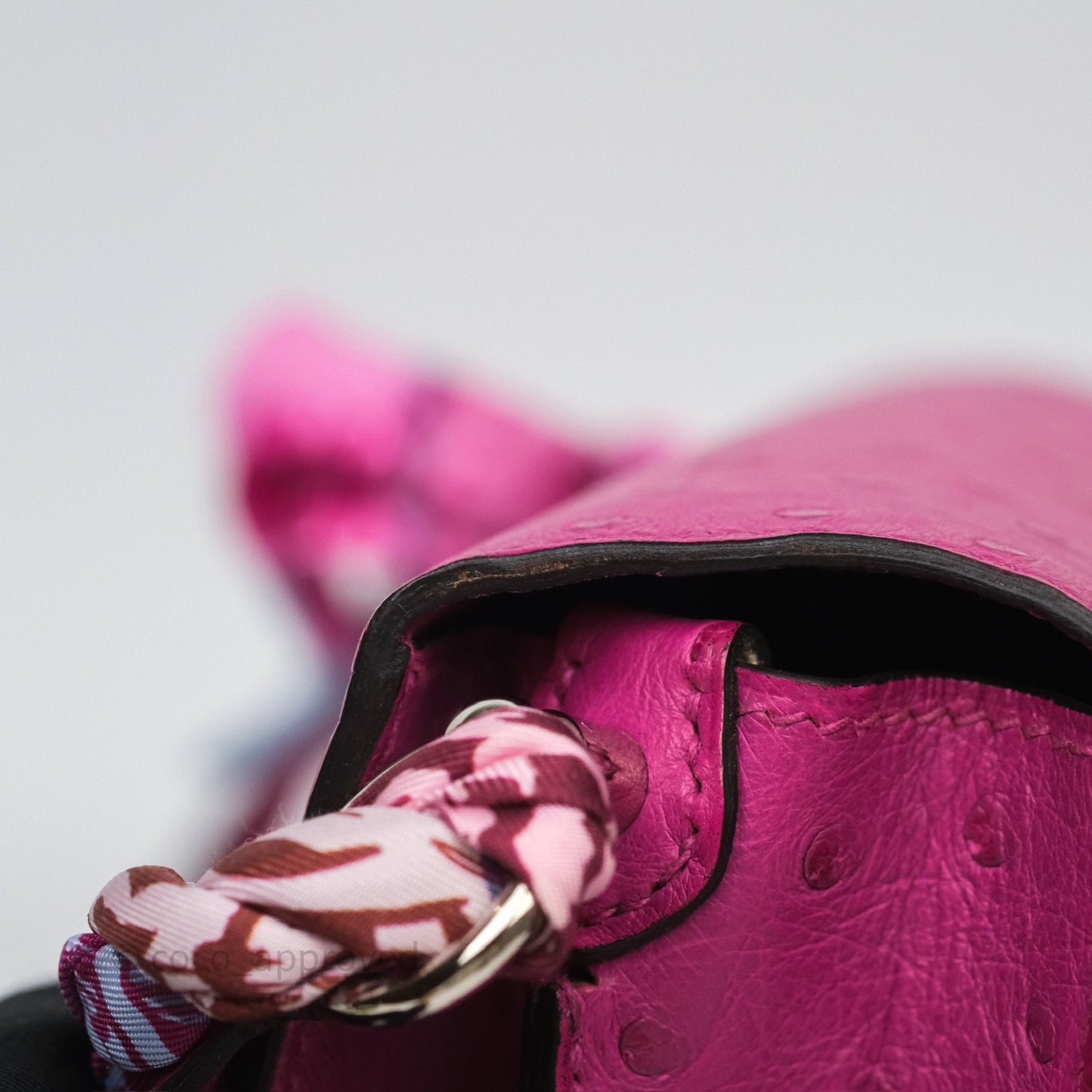 Hermès Roulis Mini 18 Rose Pourpre L3 Autruche Palladium Hardware