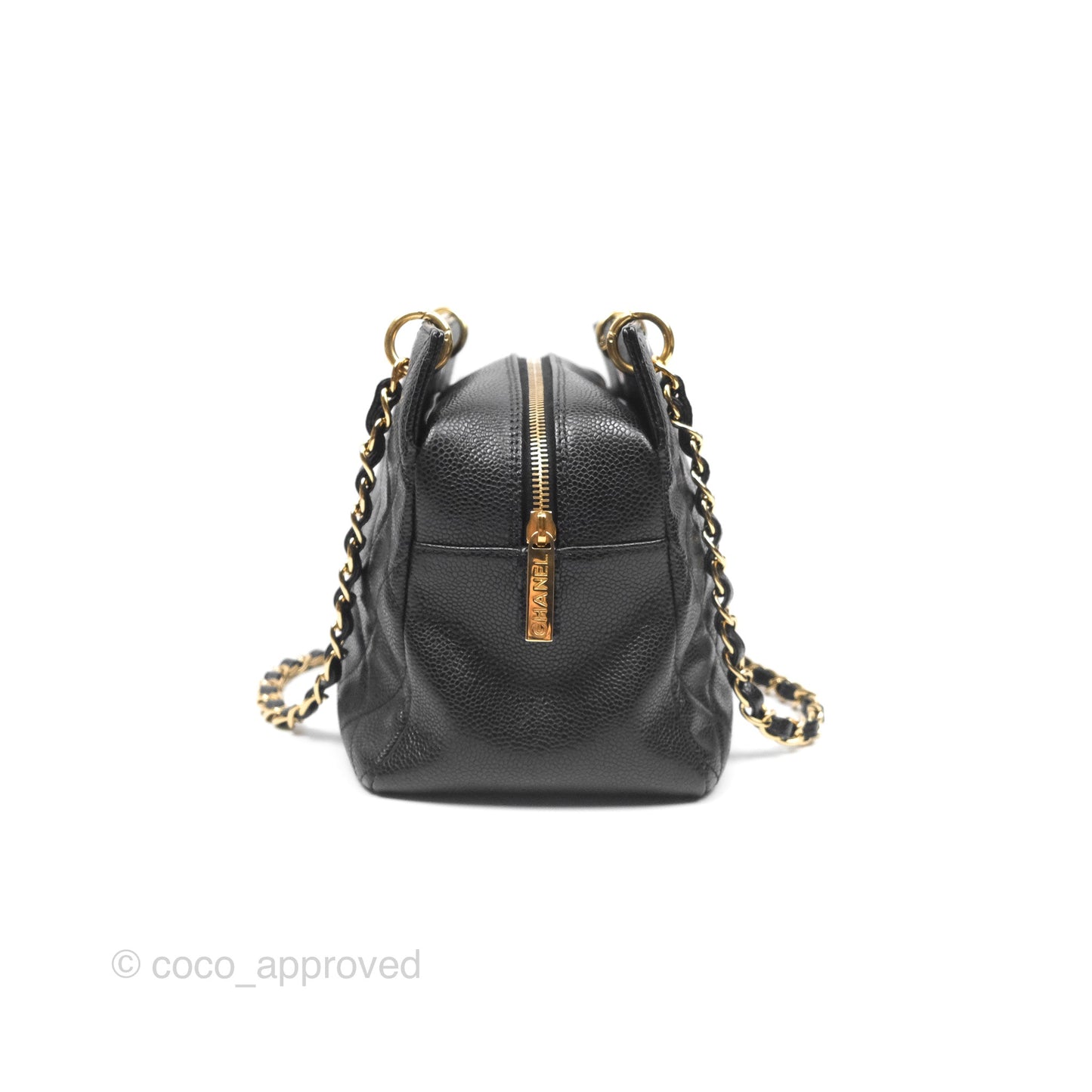 Chanel PTT Petite Timeless Shopping Tote Bag Black Caviar Gold Hardware