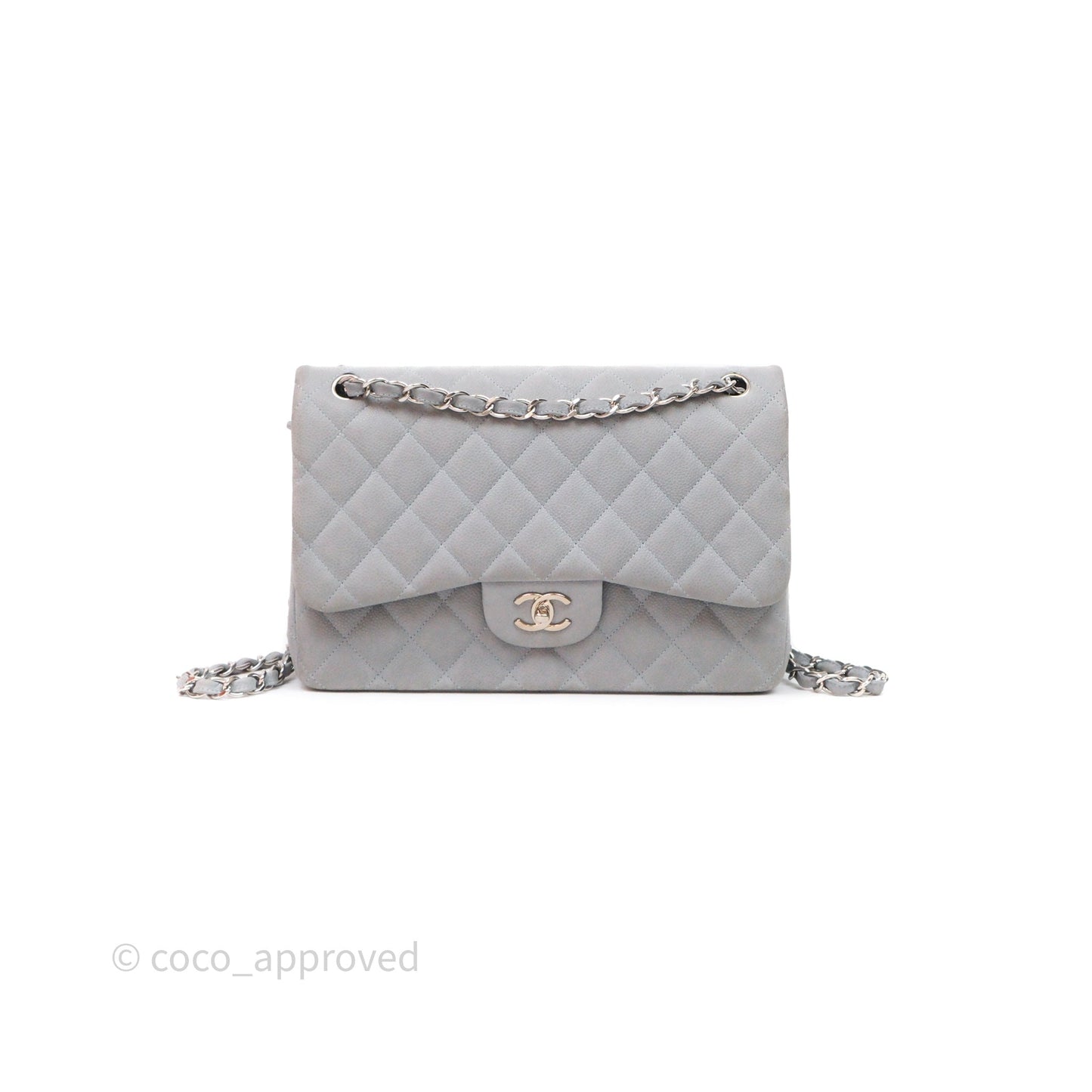 Chanel Jumbo Double Flap Grey Caviar Gold Hardware⁣⁣