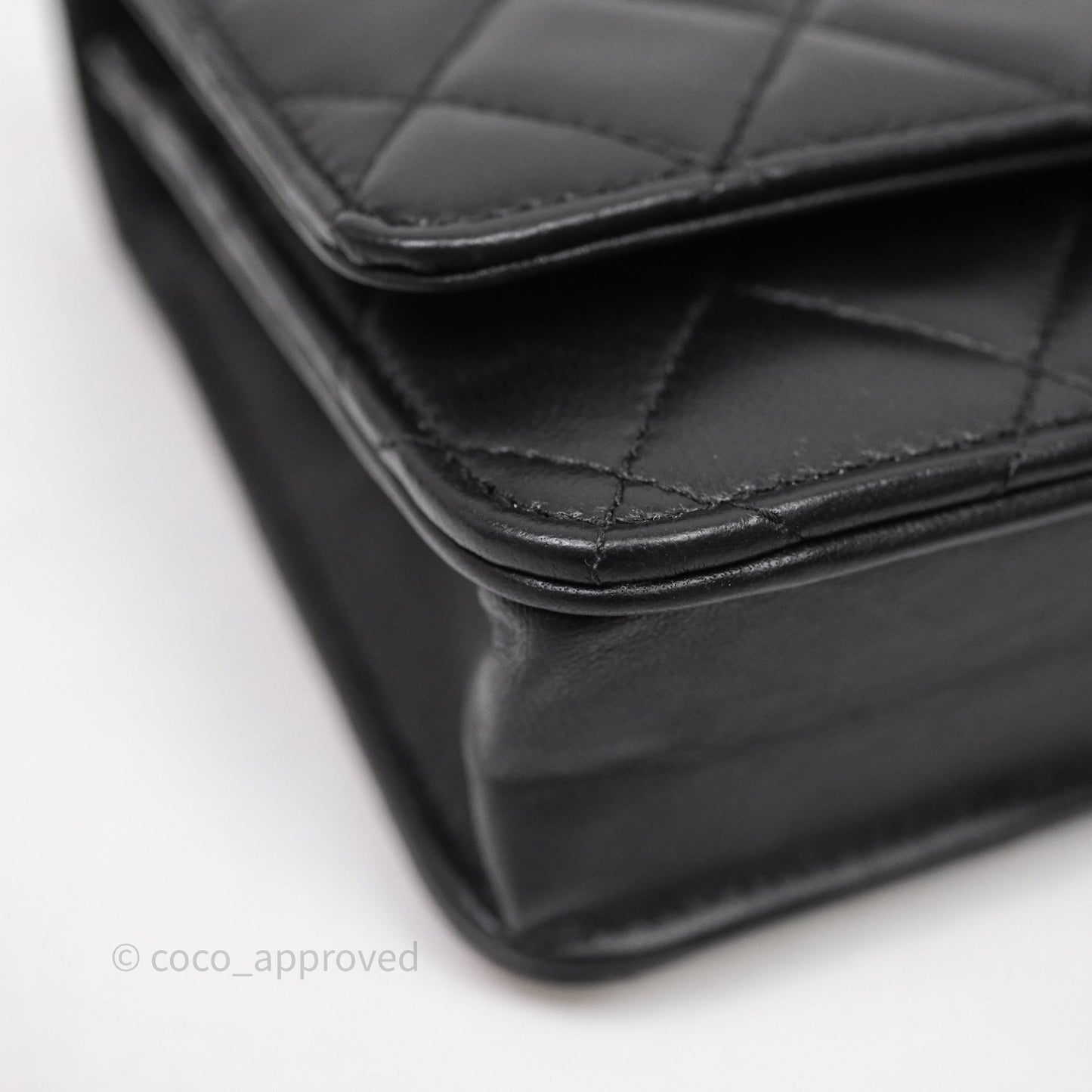 Chanel Top Handle Wallet On Chain WOC Black Lambskin Gold Hardware