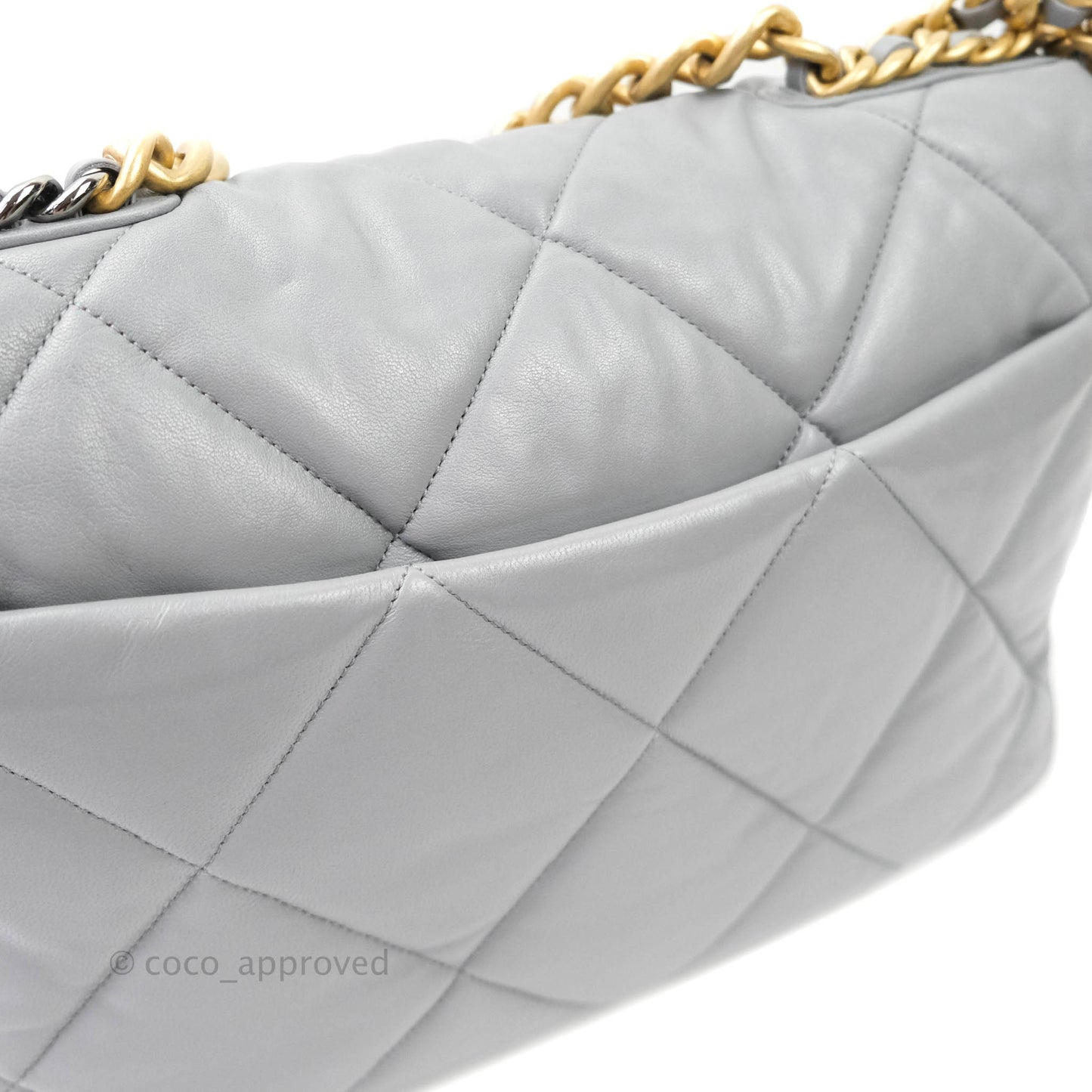 Chanel 19 Large Grey Goatskin Mixed Hardware