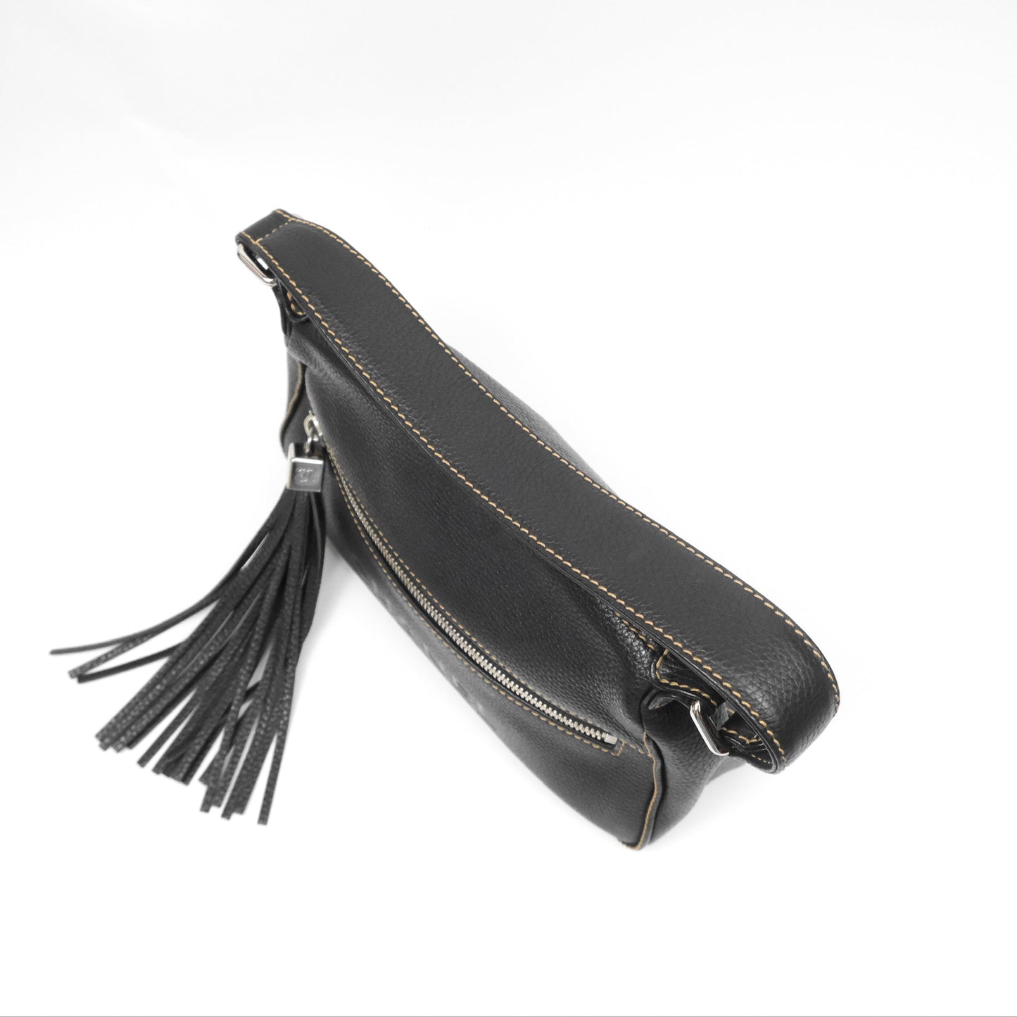 Chanel Vintage Fringe CC Shoulder Bag Black Calfskin