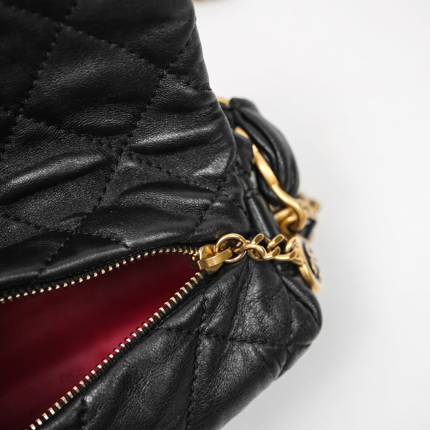 Chanel Small Hobo Bag Crumpled Black Lambskin Aged Gold Hardware