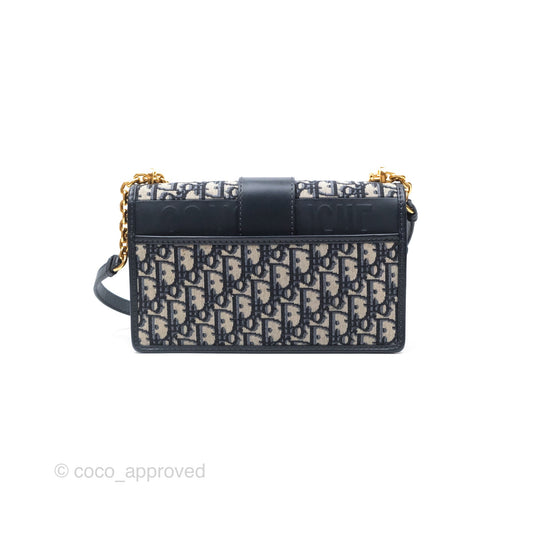 Christian Dior 30 Montaigne with Chain Blue Dior Oblique Jacquard
