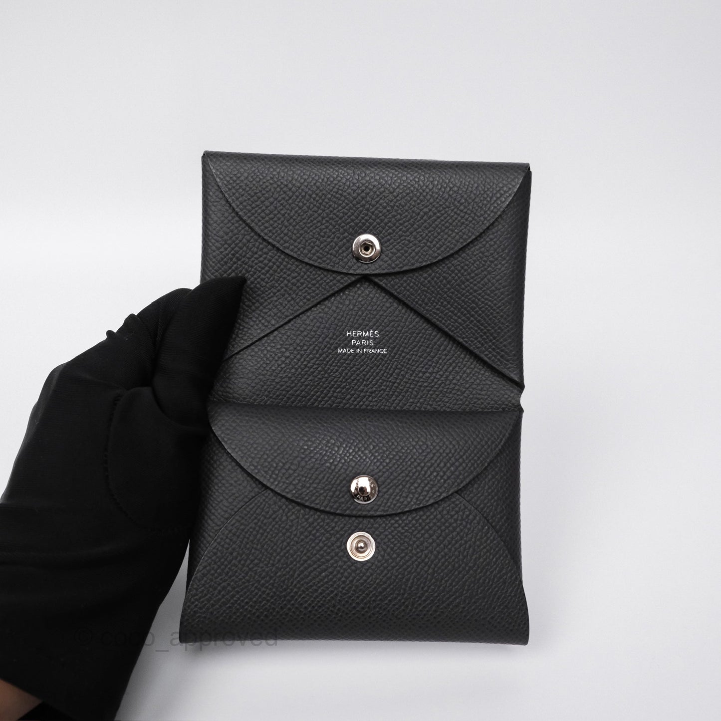 Hermès Calvi Duo Compact Card Holder Graphite 88 Epsom