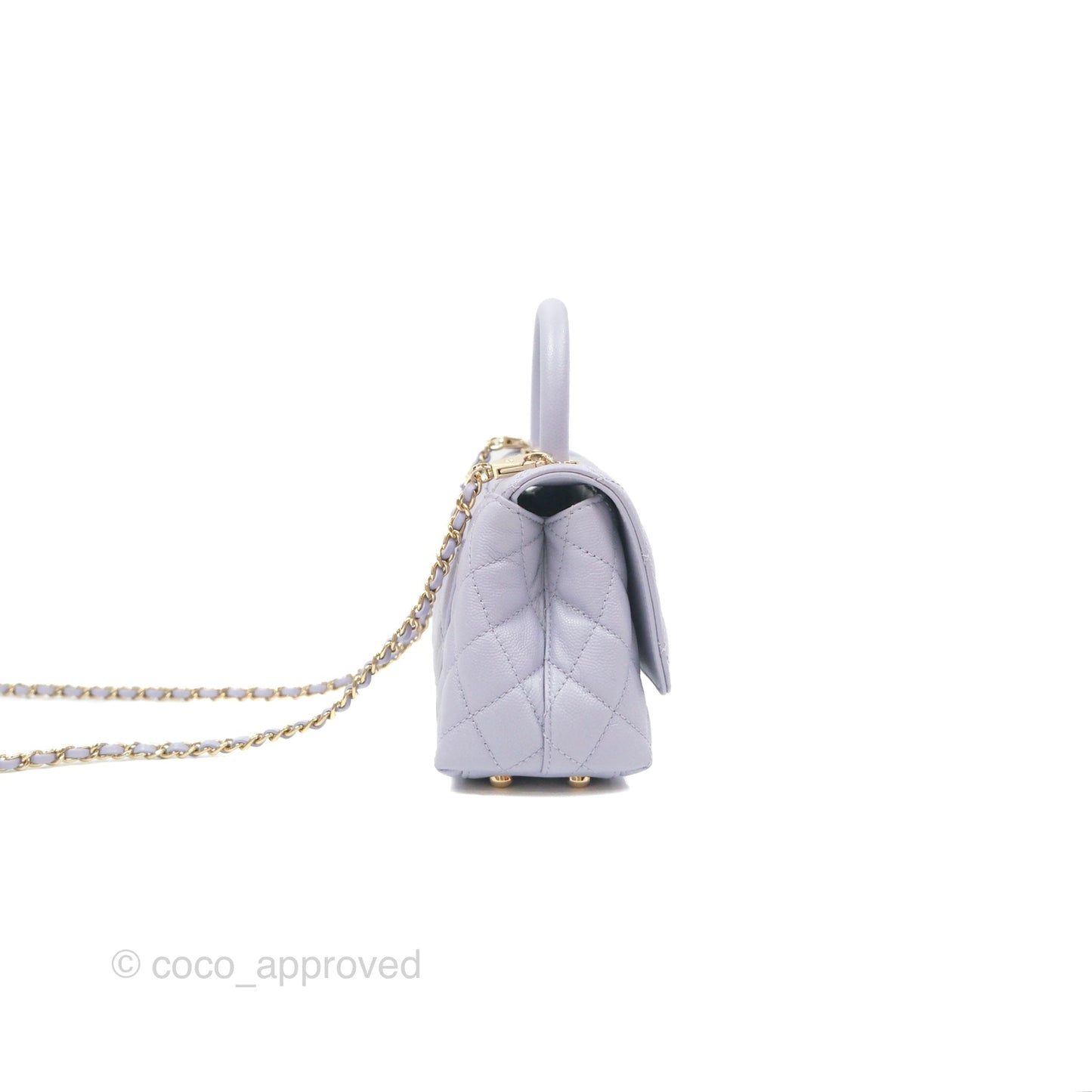 Chanel Mini Coco Handle Lilac Caviar Gold Hardware