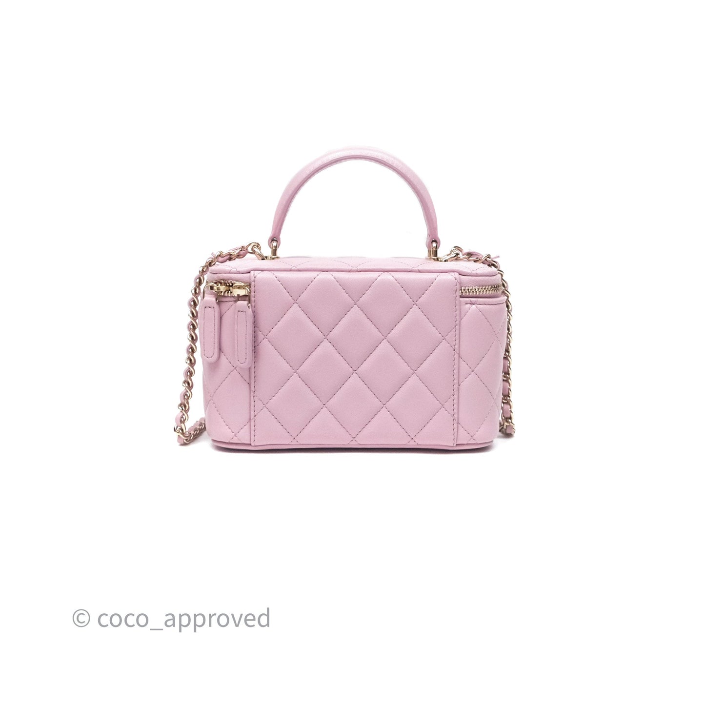 Chanel Vanity Rectangular Top Handle Lilac Lambskin Gold Hardware