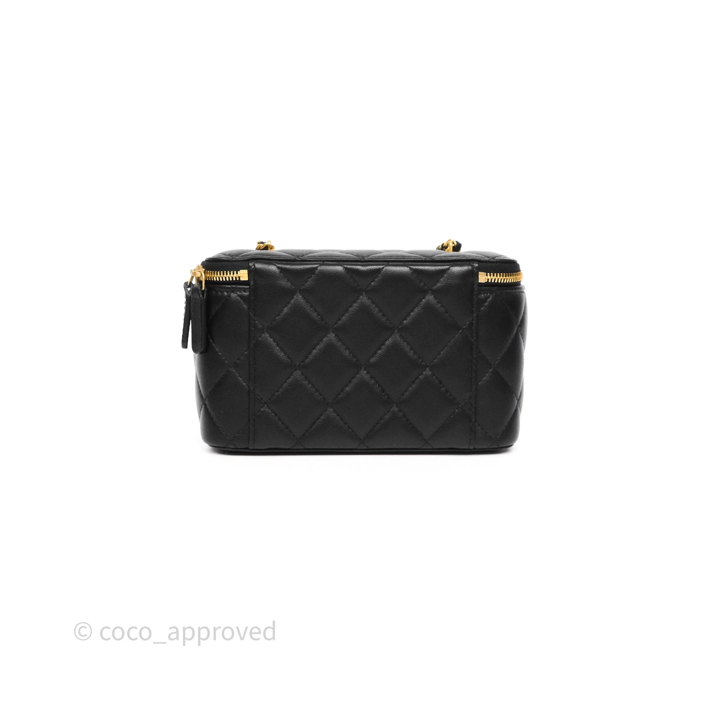 Chanel Vanity with COCO Heart Chain Black Lambskin Aged Gold Hardware