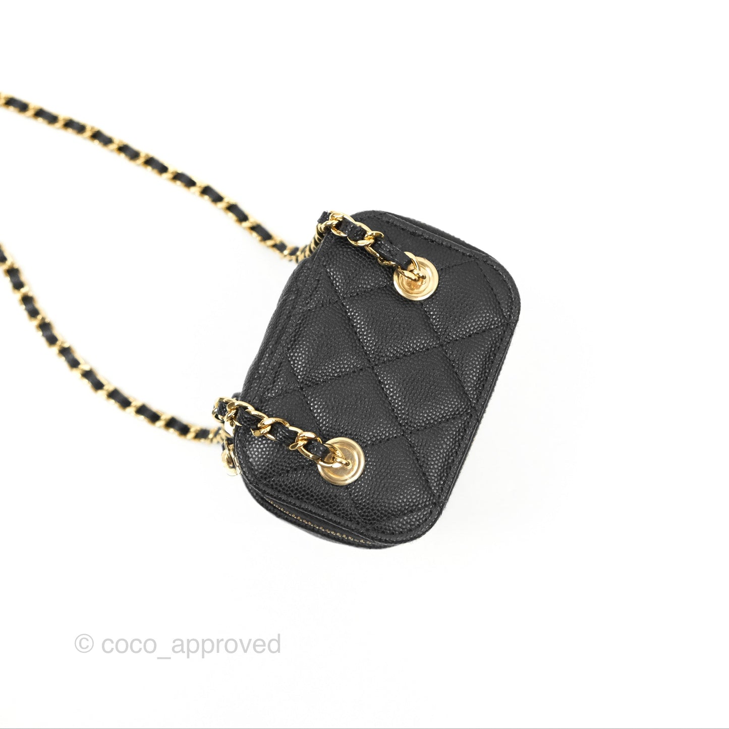 Chanel Mini Poker Vanity With Chain Black Caviar Gold Hardware