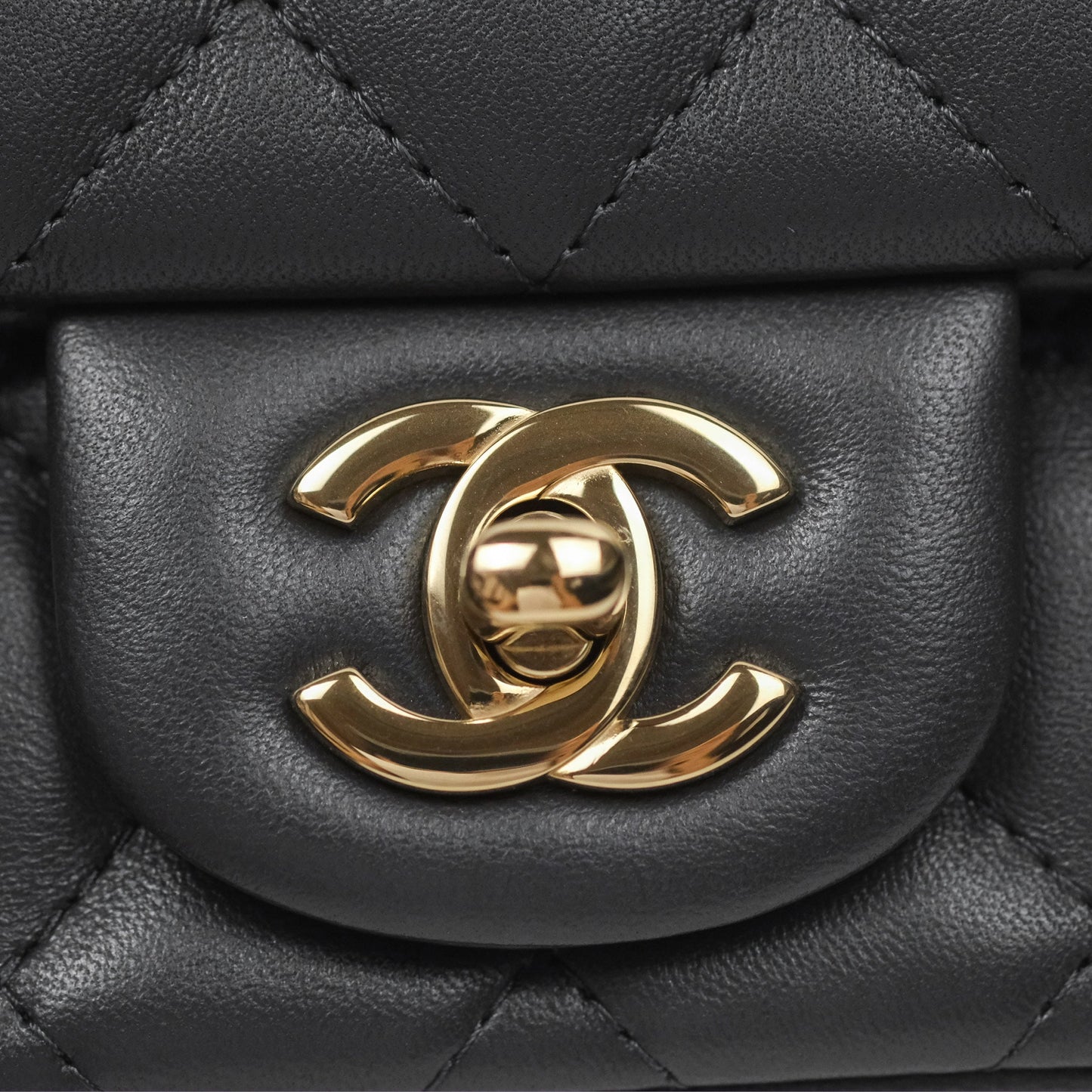Chanel Mini Square Quilted Grey Lambskin Gold Hardware