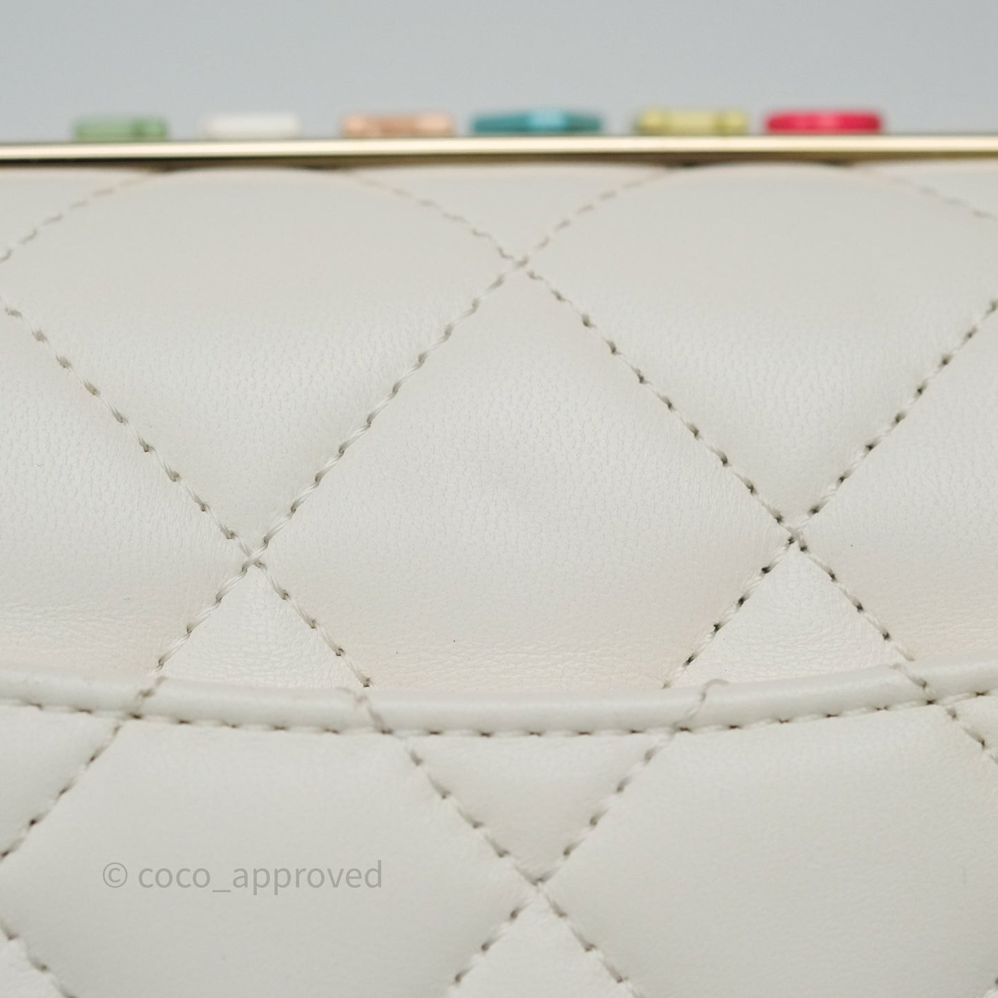 Chanel Mini Trendy CC Handle Bag Lacquered Logo White Lambskin