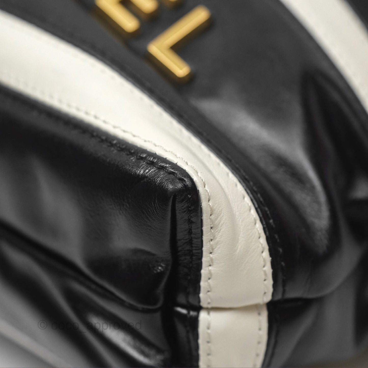 Chanel 22 Mini Bag Striped Black/ White Crumpled Calfskin