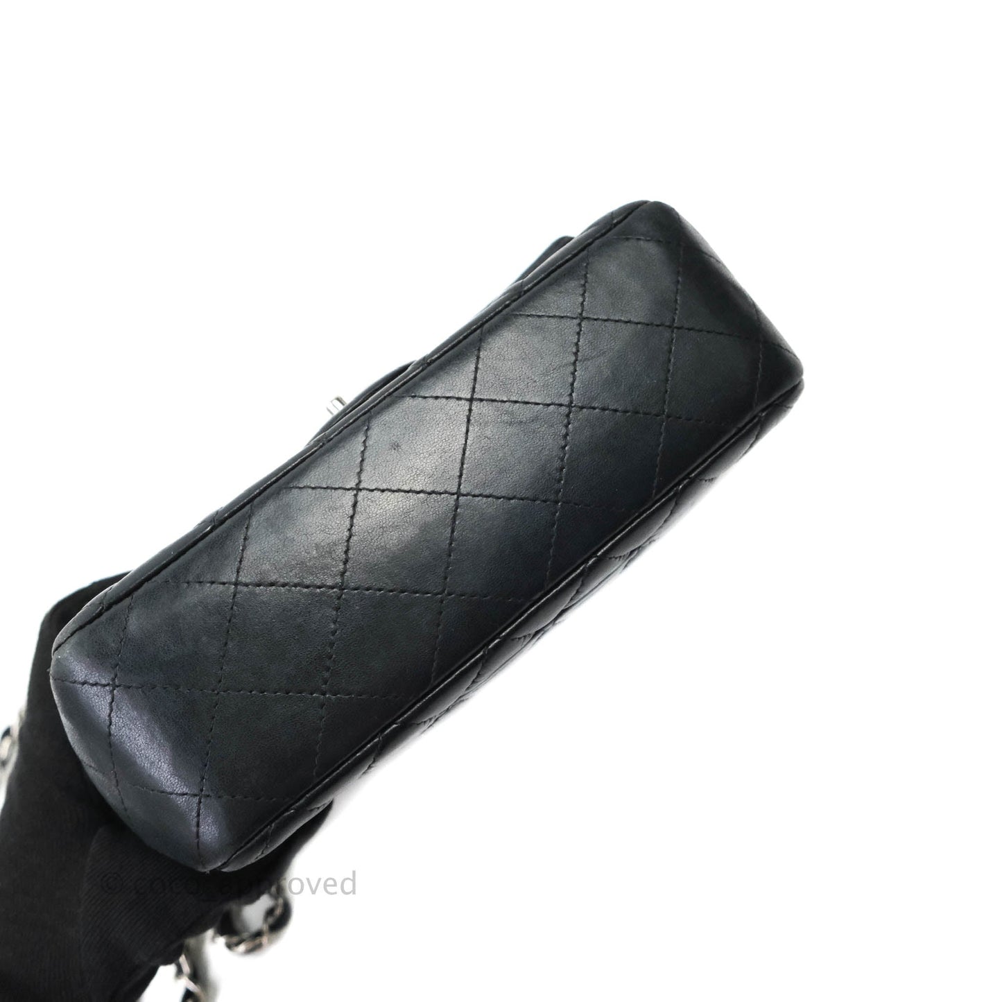 Chanel Classic Quilted Mini Rectangular Flap Black Lambskin Silver Hardware