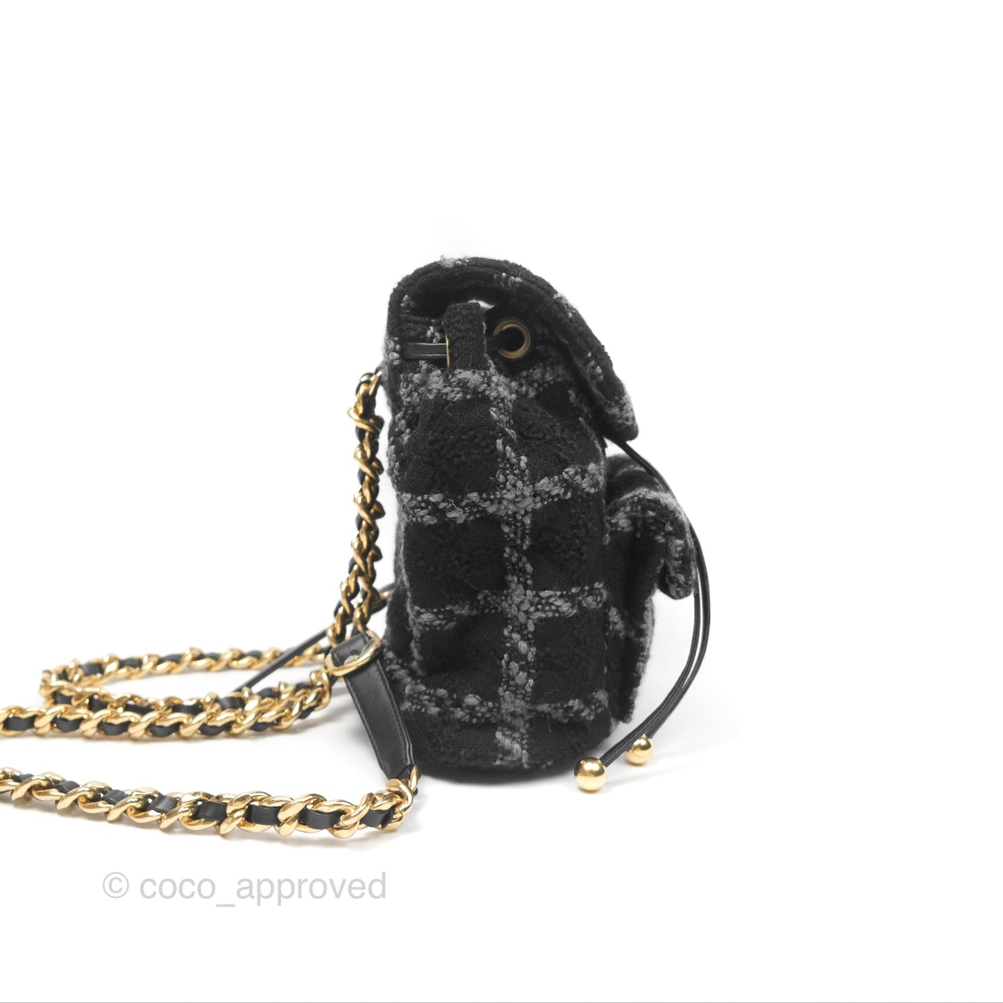 Chanel Duma Backpack Black Tweed Aged Gold Hardware 22K