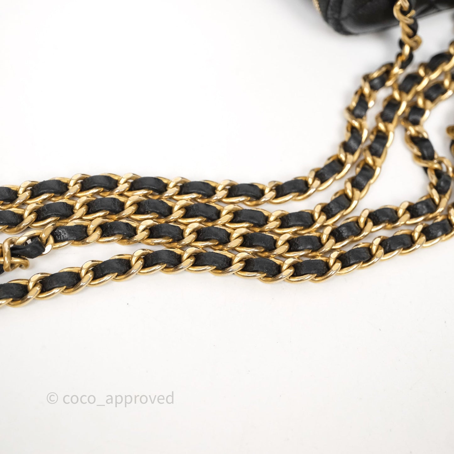 Chanel Mini Black Lambskin Vanity Pearl Crush With Chain Gold Hardware