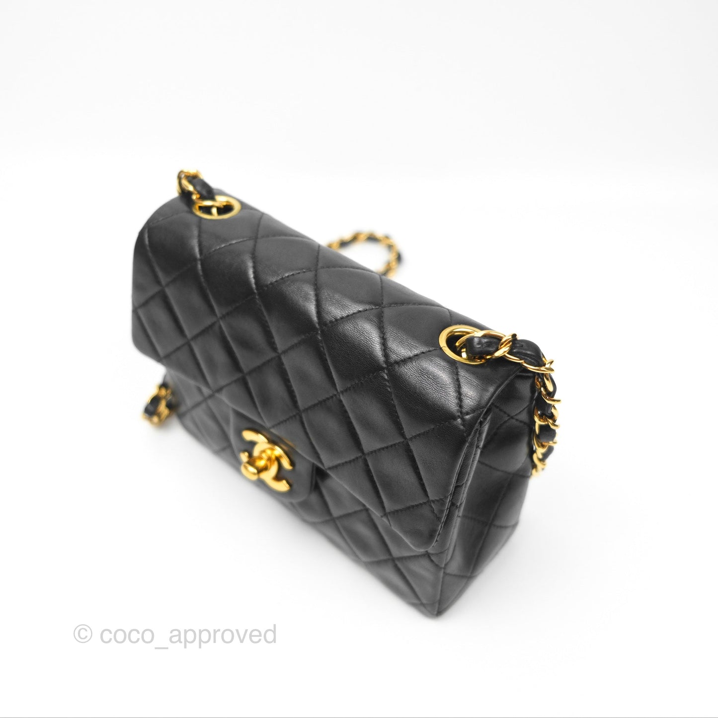 Chanel Vintage Mini Square Black Lambskin 24K Gold Hardware